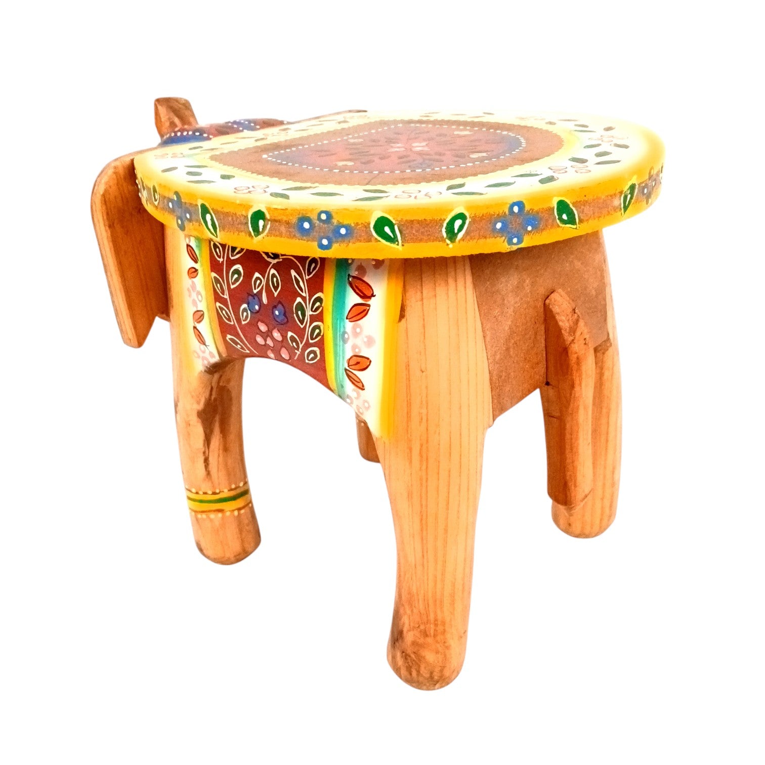 Elephant Stool | Handcrafted Elephant Face Design Stools for Living Room, Bedroom, Office & Home Decor - 8 Inch (Set Of 2) - Apkamart