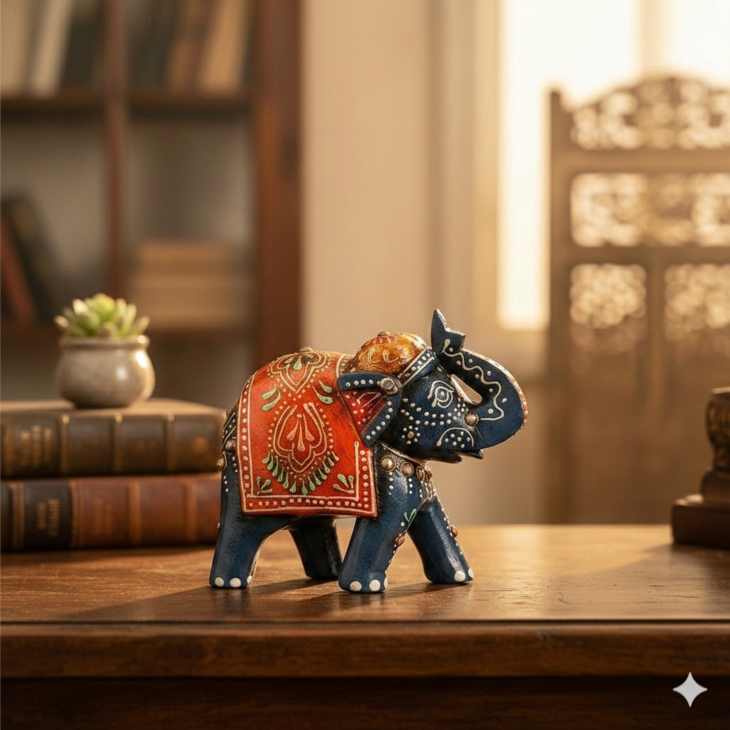 Decorative Elephant Showpiece for Home Decor | Stylish Table Decor & Gift Item | Elegant Figurine for Living Room, Bedroom & Office Decoration - 4 Inch - Apkamart
