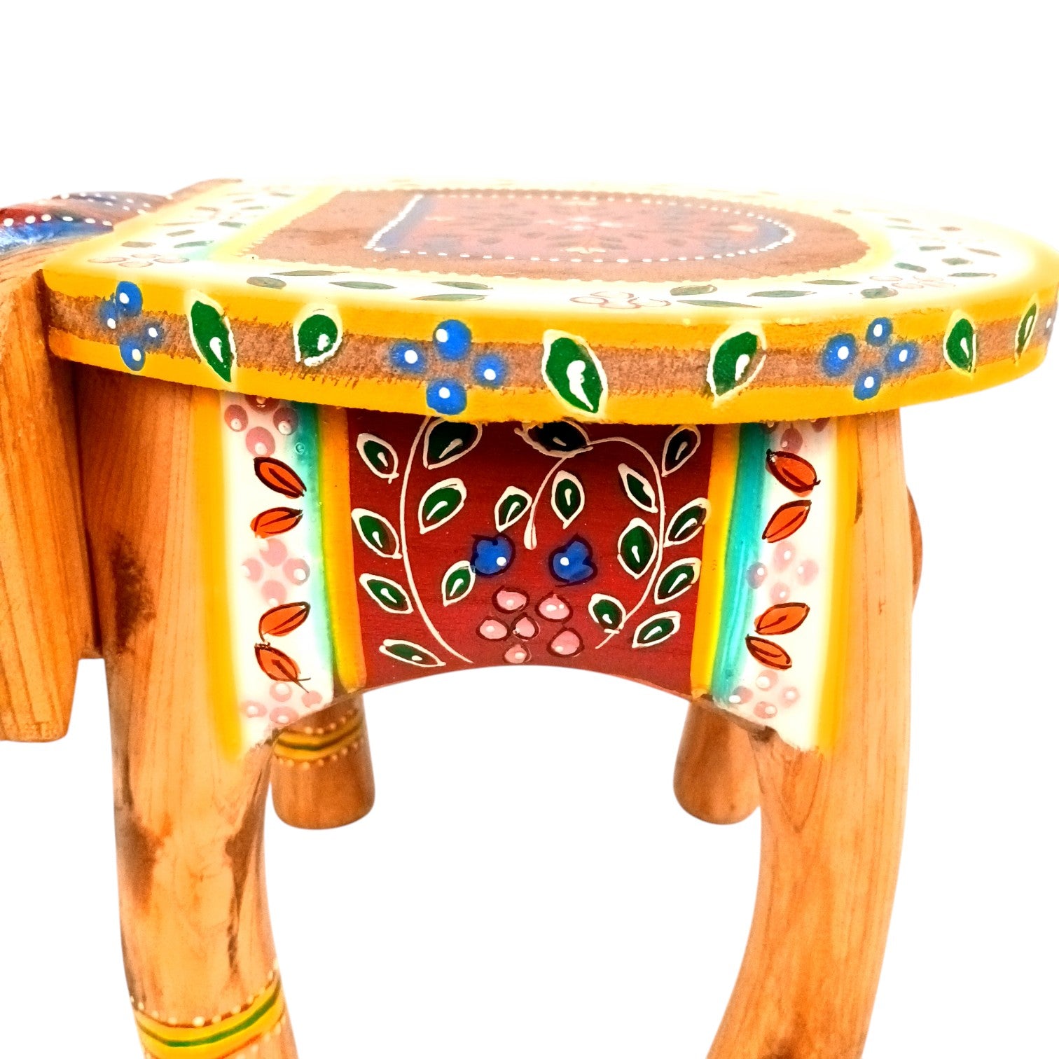 Elephant Stool | Handcrafted Elephant Face Design Stools for Living Room, Bedroom, Office & Home Decor - 8 Inch (Set Of 2) - Apkamart