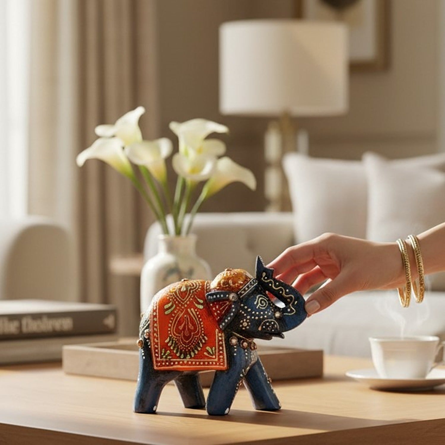 Decorative Elephant Showpiece for Home Decor | Stylish Table Decor & Gift Item | Elegant Figurine for Living Room, Bedroom & Office Decoration - 4 Inch - Apkamart