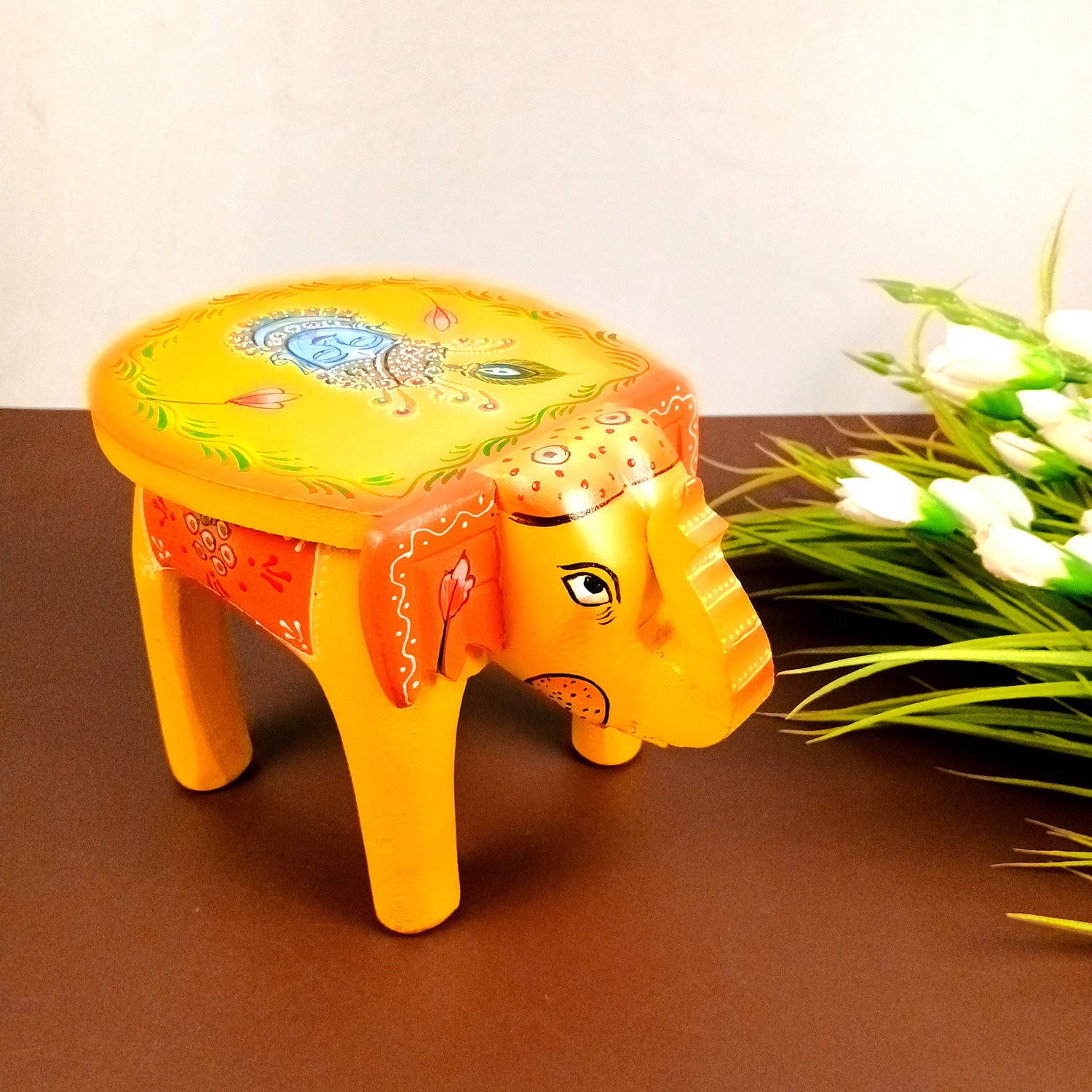 Elephant Showpiece - Stool Design | Elephant Table Showpiece - For Placing Small Pots & Tea Lights - For Home, Living Room Decor & Gifts - 8 Inch - Apkamart #Style_Design 2