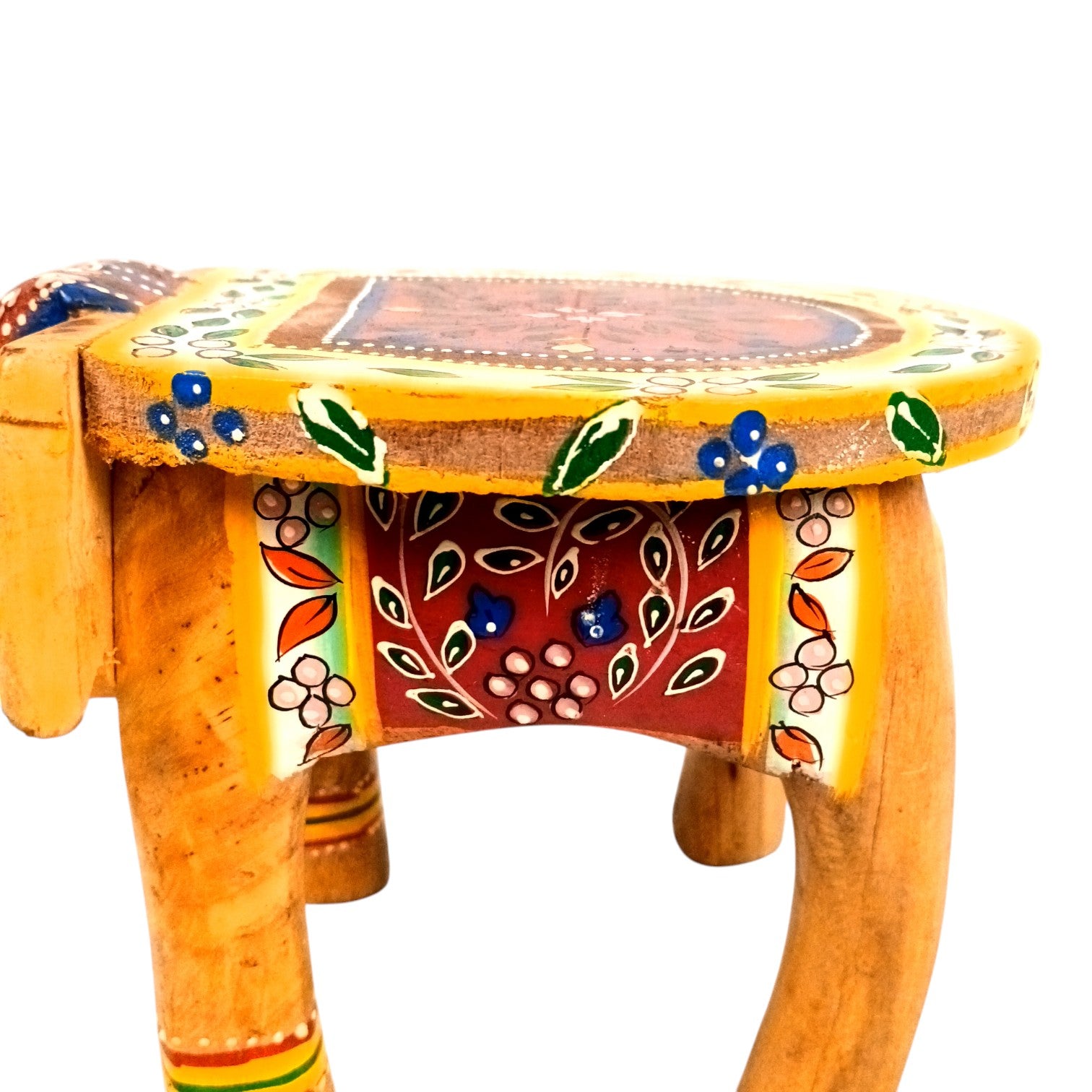 Handcrafted Wooden Elephant Stool | Decorative Elephant Shaped Table | Traditional Wooden Decor Stool for Living Room, Bedroom & Gift - 6 Inch - Apkamart