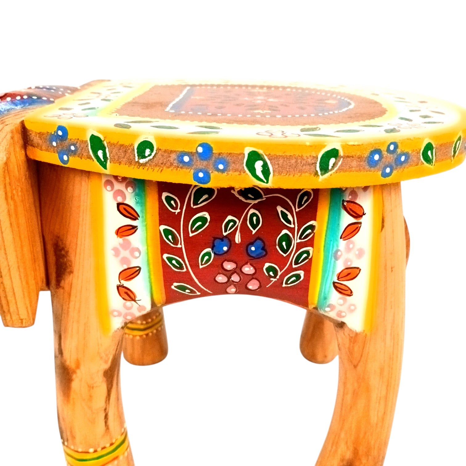 Handcrafted Wooden Elephant Stool | Decorative Brown Elephant Shaped Table | Traditional Wooden Decor Stool for Living Room, Bedroom & Gift - 8 Inch - Apkamart