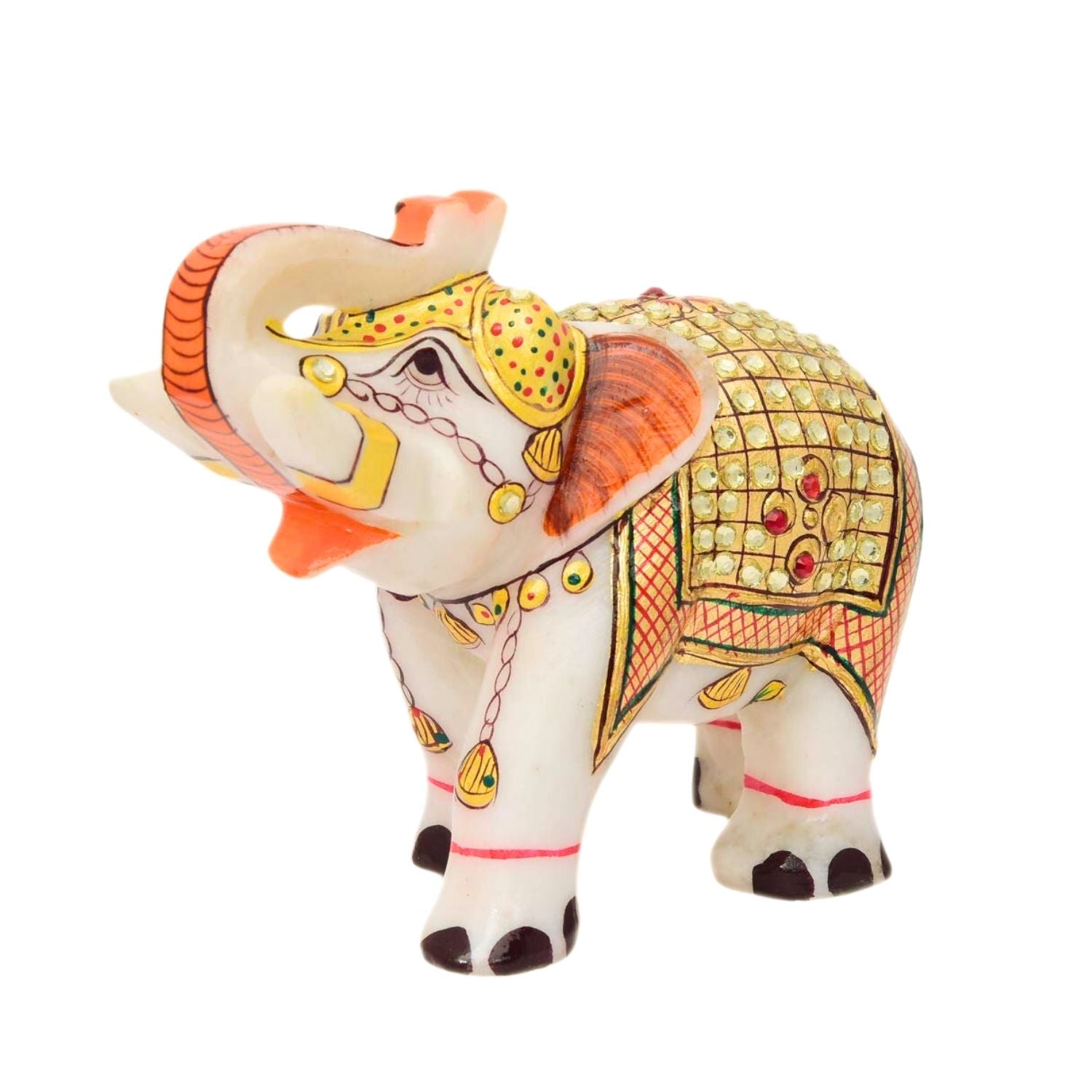 Elephant Showpiece Marble | Decorative Elephant Figurines - For Table, Living Room & Home Decoration - (Height - 6 Inch, Set of 2) - Apkamart