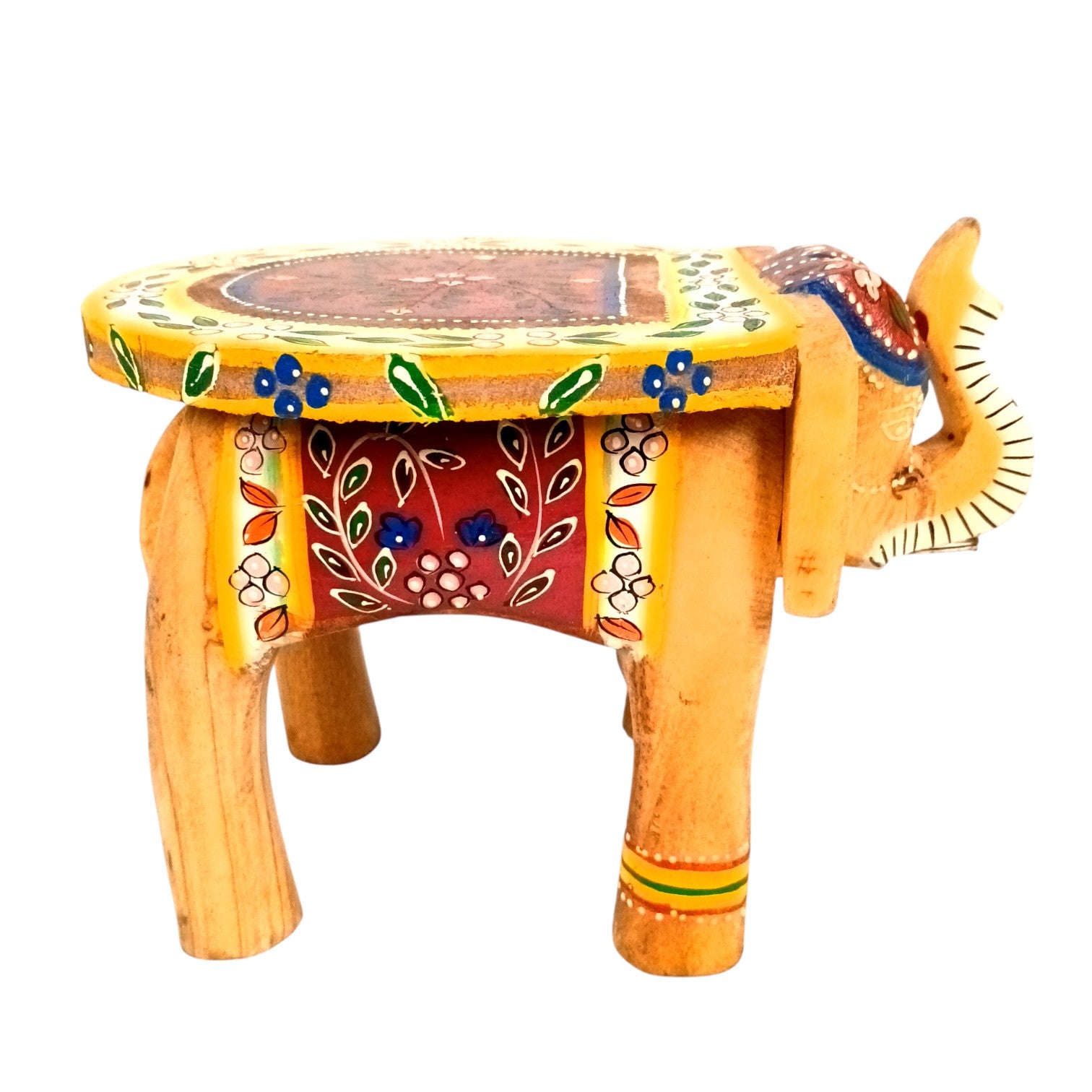 Elephant Stool | Handcrafted Elephant Face Design Stools for Living Room, Bedroom, Office & Home Decor - 8 Inch (Set Of 2) - Apkamart