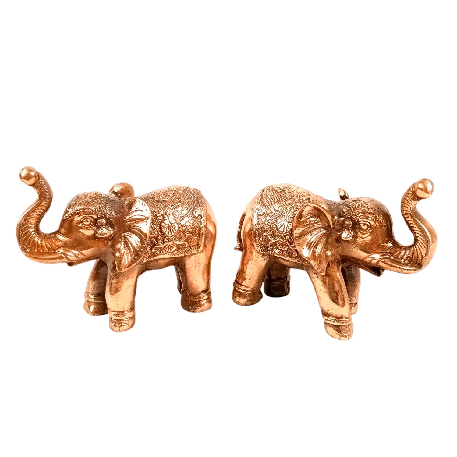 Elephant Statue Showpiece Set | Decorative Elephant Figurine for Home Decor | Lucky Elephant Idol for Living Room, Office, Mandir & Gift - 7 Inch (pack Of 2) - Apkamart