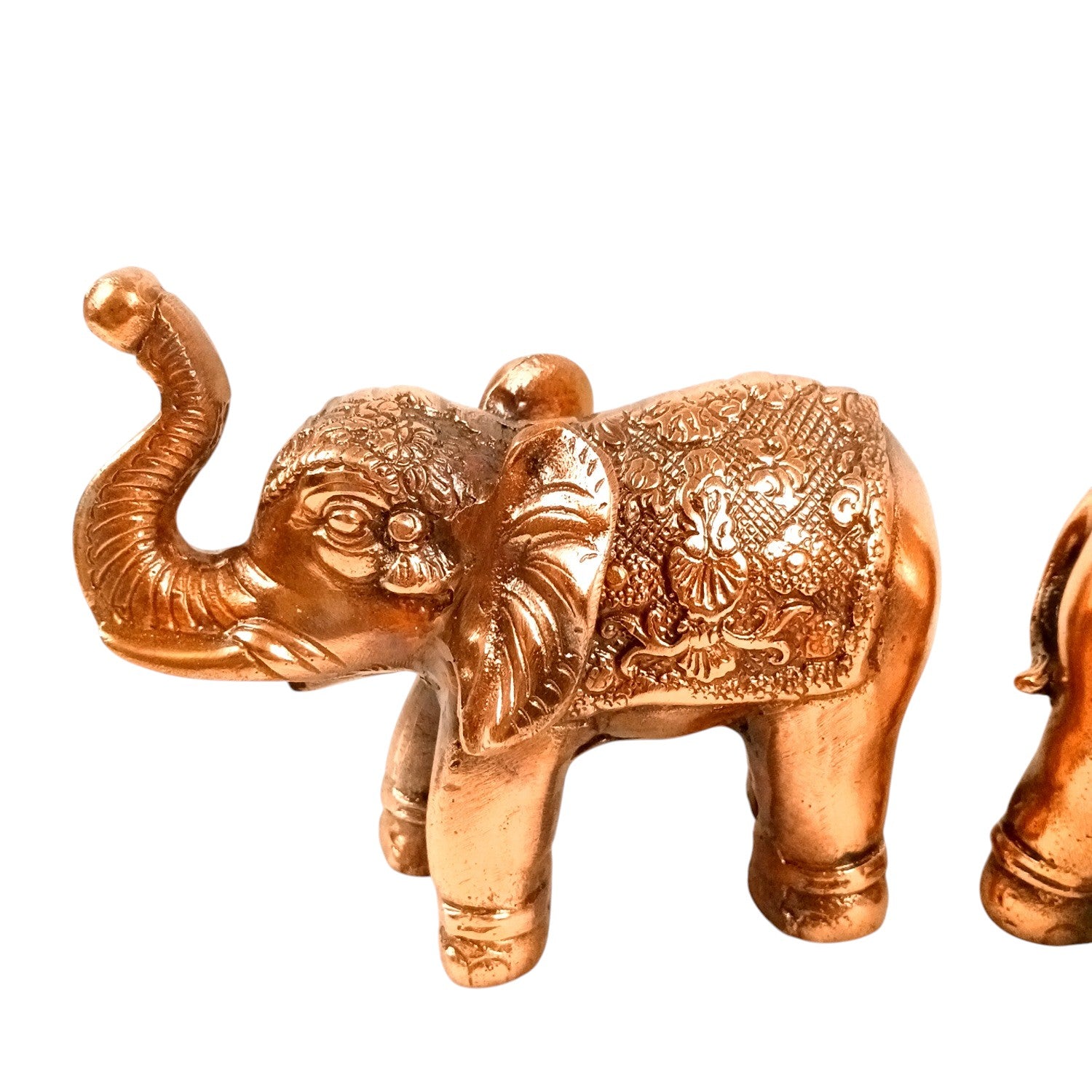 Elephant Statue Showpiece Set | Decorative Elephant Figurine for Home Decor | Lucky Elephant Idol for Living Room, Office, Mandir & Gift - 7 Inch (pack Of 2) - Apkamart