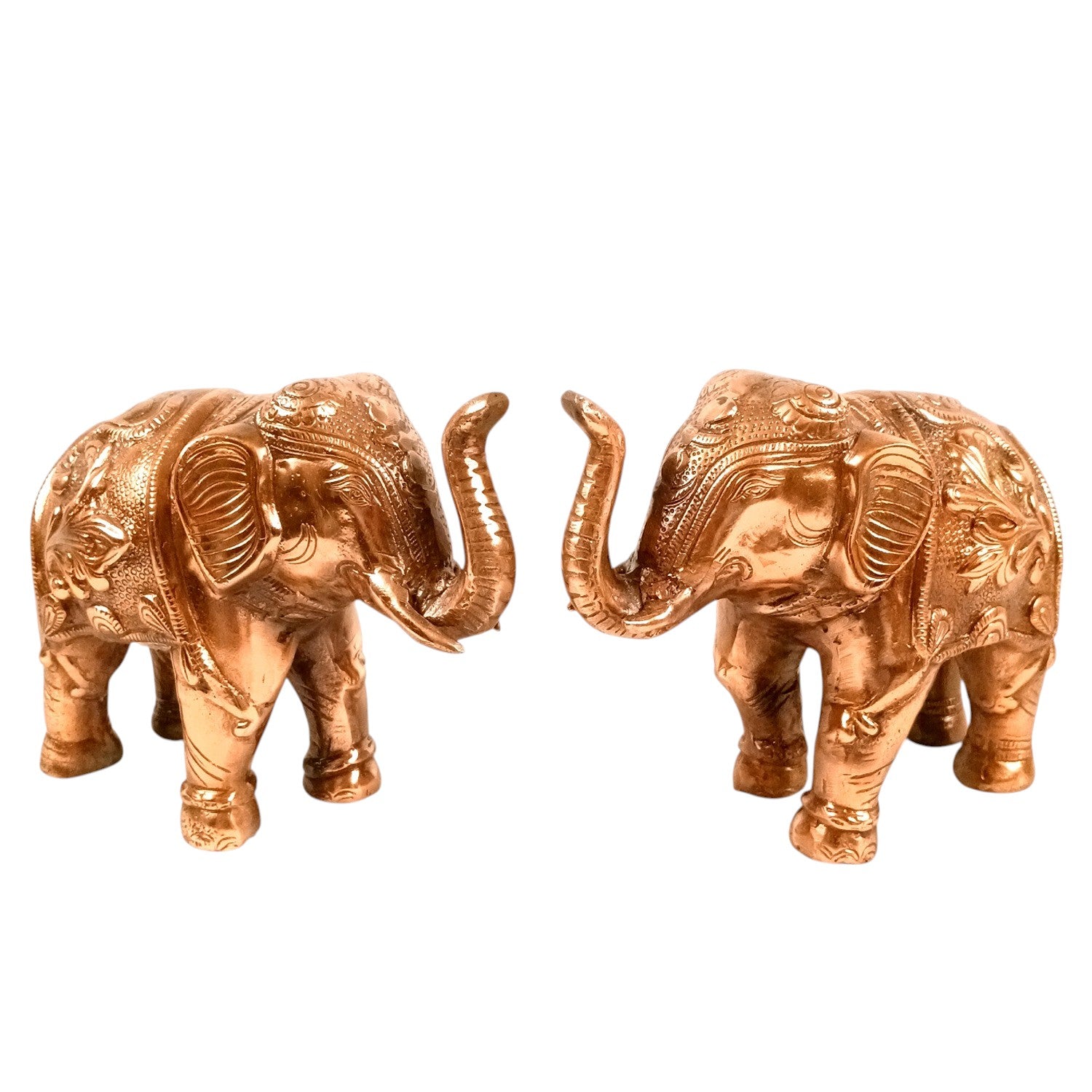 Elephant Statue Showpiece Set | Decorative Elephant Figurine for Home Decor | Lucky Elephant Idol for Living Room, Office, Mandir & Gift - 10 Inch (pack Of 2) - Apkamart