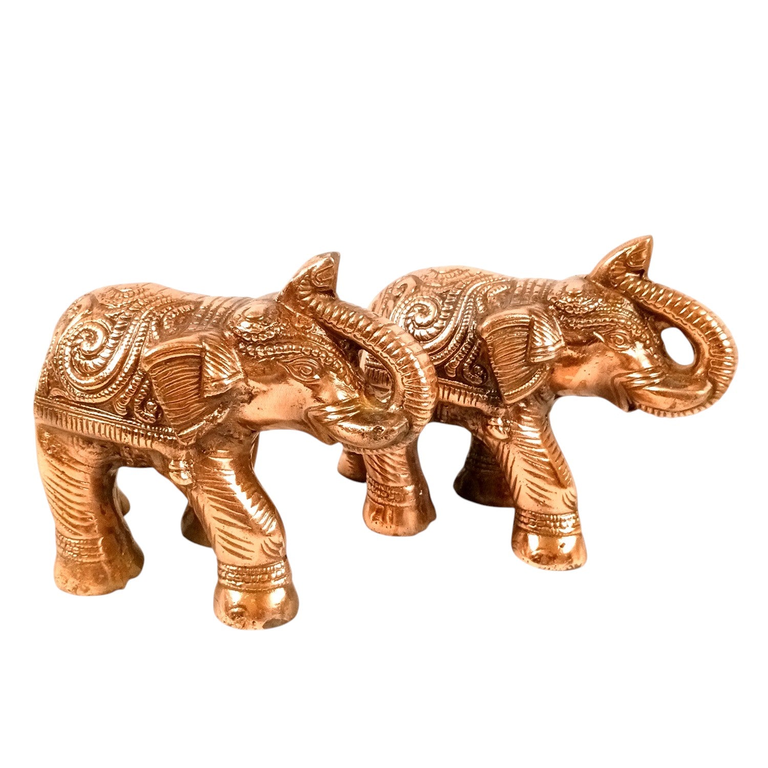 Elephant Statue Showpiece Set | Decorative Elephant Figurine for Home Decor | Lucky Elephant Idol for Living Room, Office, Mandir & Gift - 8 Inch (pack Of 2) - Apkamart