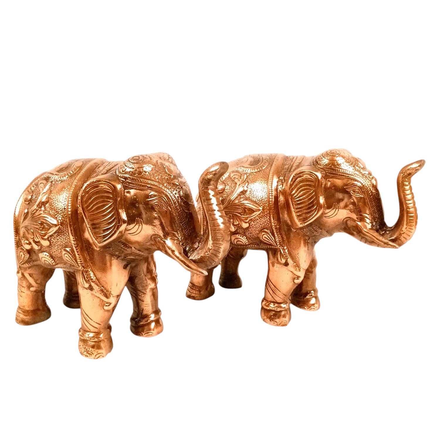 Elephant Statue Showpiece Set | Decorative Elephant Figurine for Home Decor | Lucky Elephant Idol for Living Room, Office, Mandir & Gift - 10 Inch (pack Of 2) - Apkamart