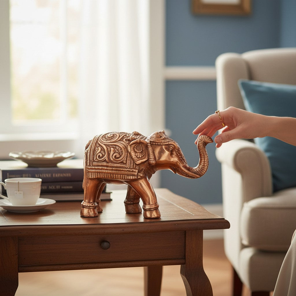 Elephant Statue Showpiece | Decorative Elephant Figurine for Home Decor | Lucky Elephant Idol for Living Room, Office, Mandir & Gift | Home Decor - 12 Inch - Apkamart