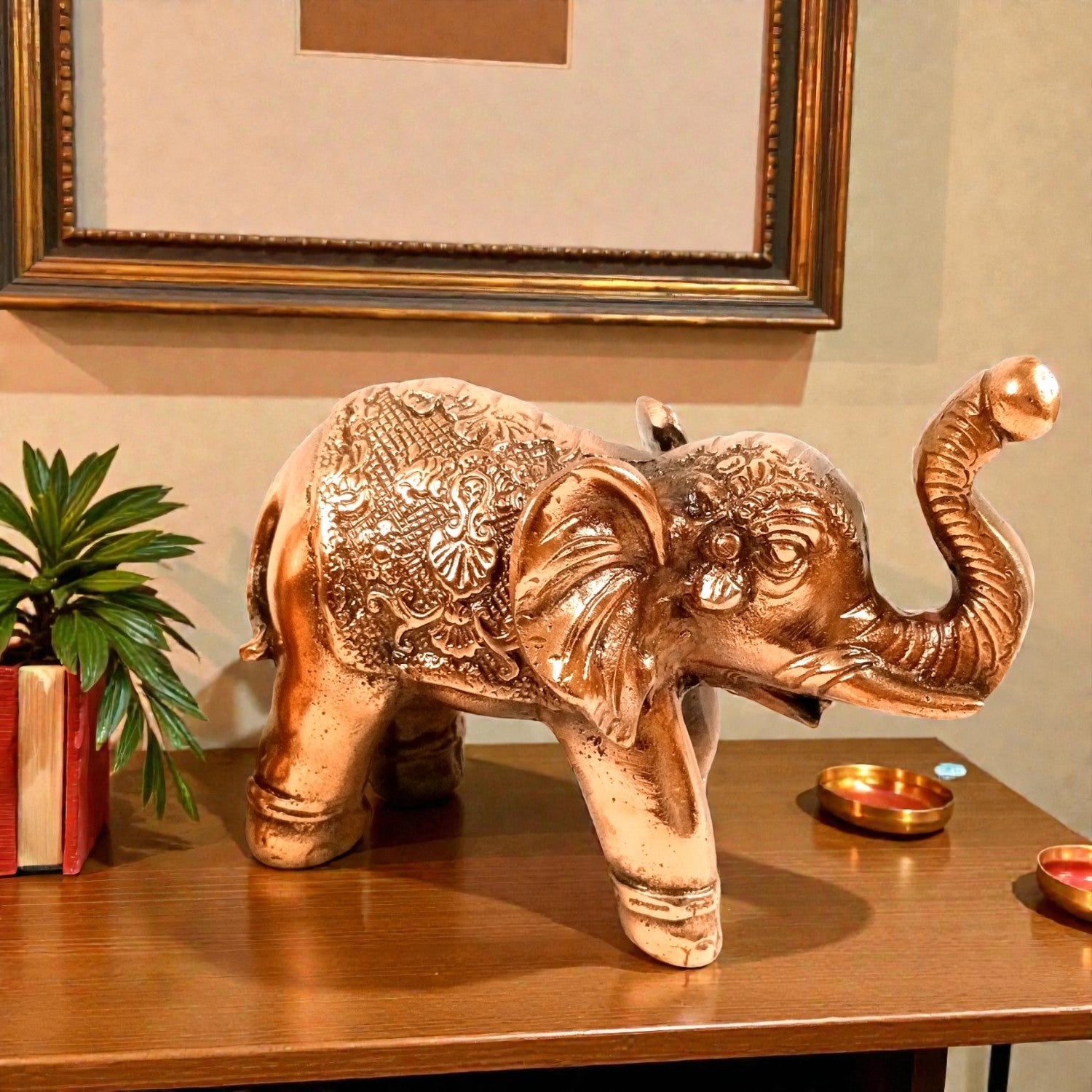 Elephant Statue Showpiece | Decorative Elephant Figurine for Home Decor | Lucky Elephant Idol for Living Room, Office, Mandir & Gift - 10 Inch - Apkamart