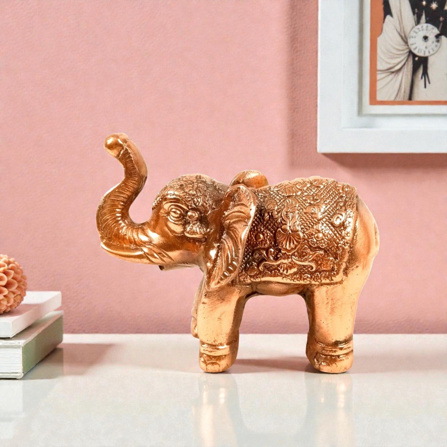 Elephant Statue Showpiece | Decorative Elephant Figurine for Home Decor | Lucky Elephant Idol for Living Room, Office, Mandir & Gift - 7 Inch - Apkamart