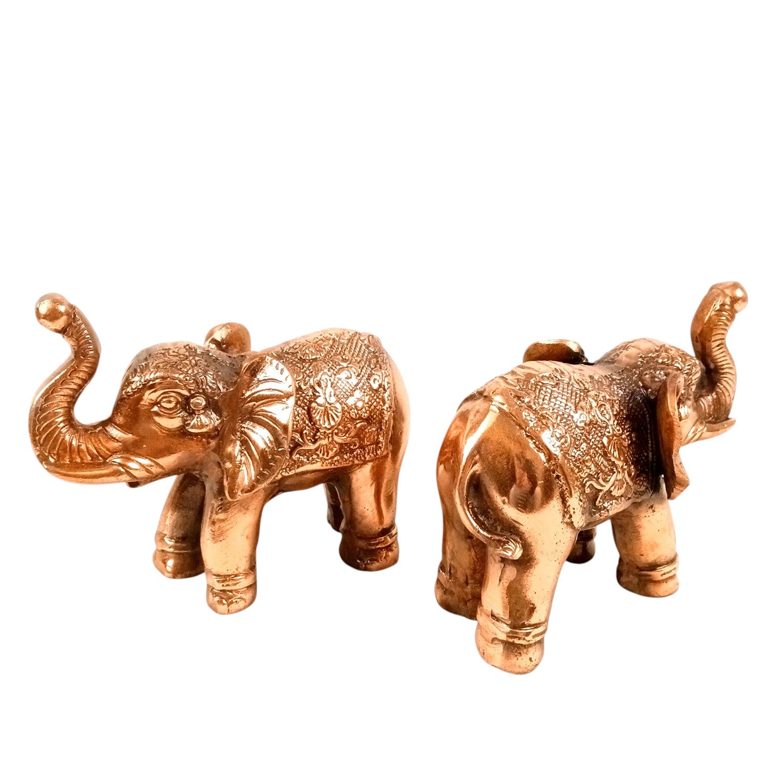 Elephant Statue Showpiece Set | Decorative Elephant Figurine for Home Decor | Lucky Elephant Idol for Living Room, Office, Mandir & Gift - 7 Inch (pack Of 2) - Apkamart