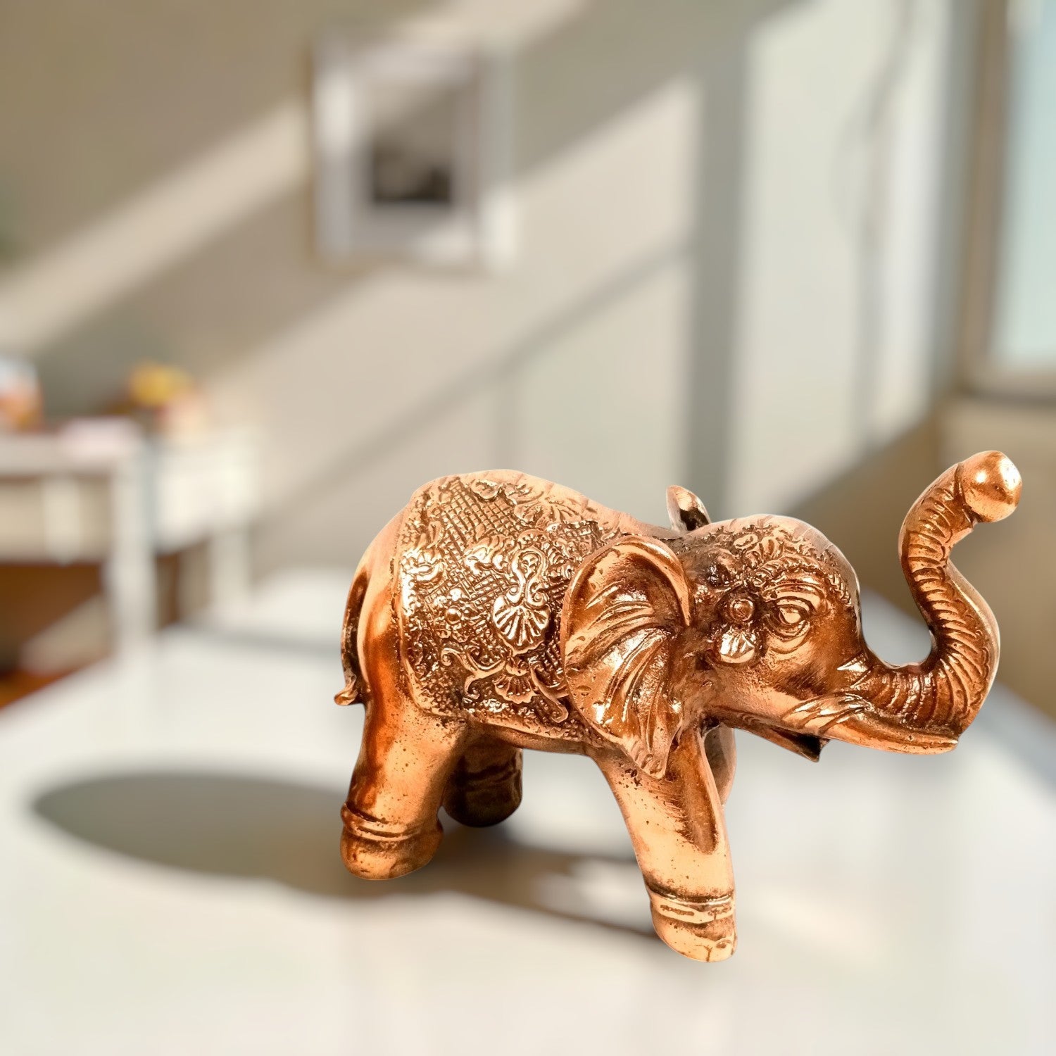 Elephant Statue Showpiece | Decorative Elephant Figurine for Home Decor | Lucky Elephant Idol for Living Room, Office, Mandir & Gift - 7 Inch - Apkamart
