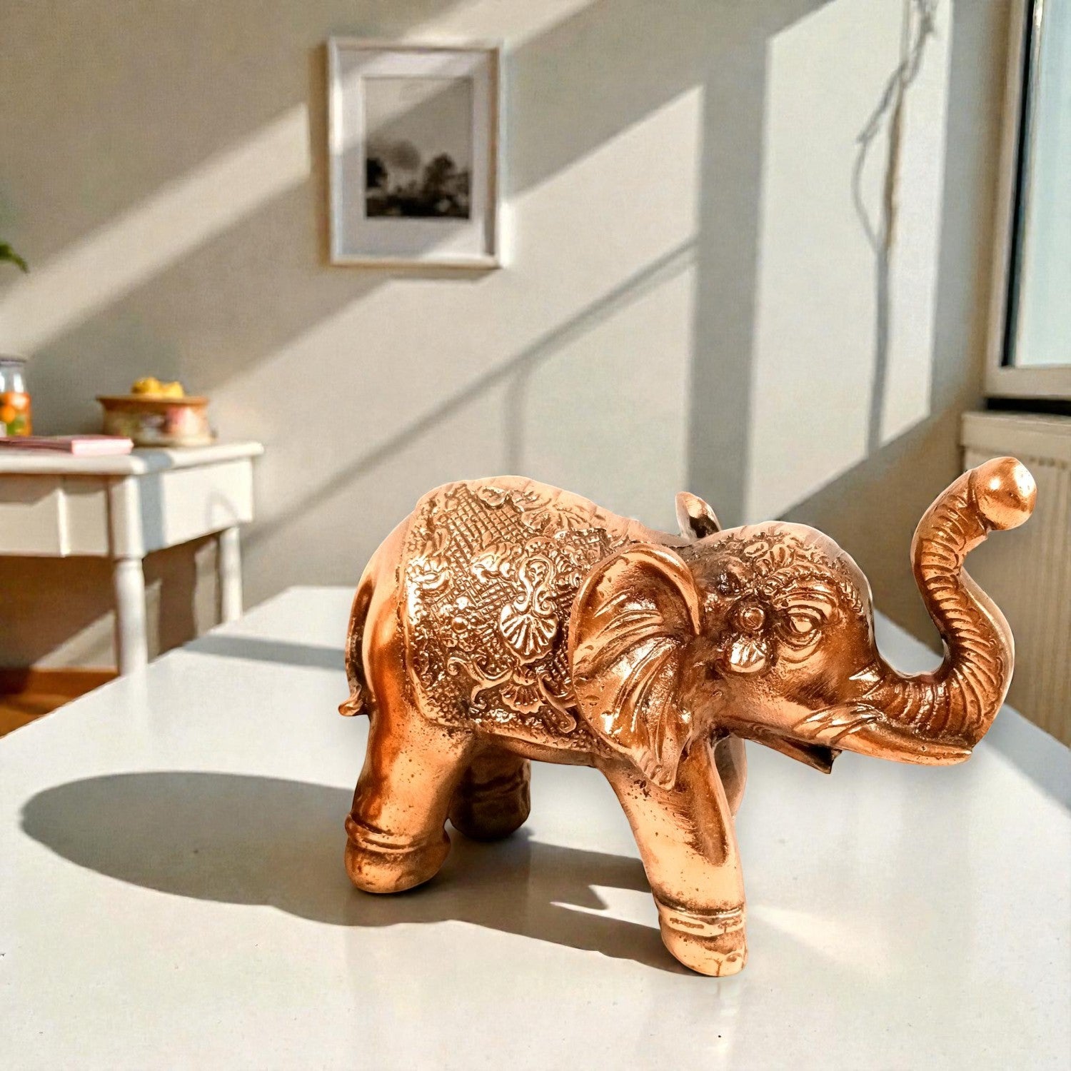 Elephant Statue Showpiece | Decorative Elephant Figurine for Home Decor | Lucky Elephant Idol for Living Room, Office, Mandir & Gift - 10 Inch - Apkamart