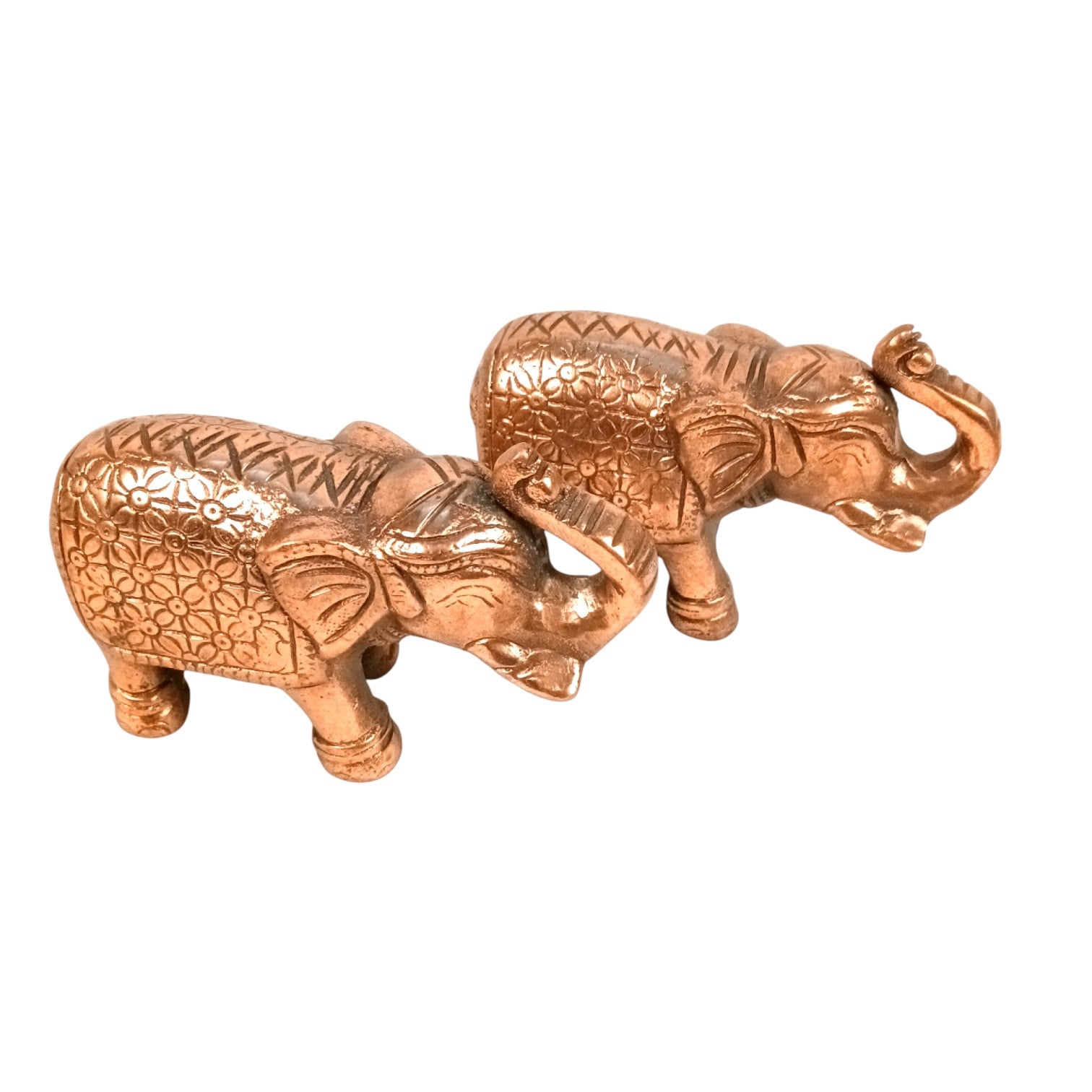Elephant Statue Showpiece | Handcrafted Elephant Figurine for Home, Office & Temple Decor | Symbol of Luck, Strength & Prosperity - 5 Inch (Set Of 2) - Apkamart