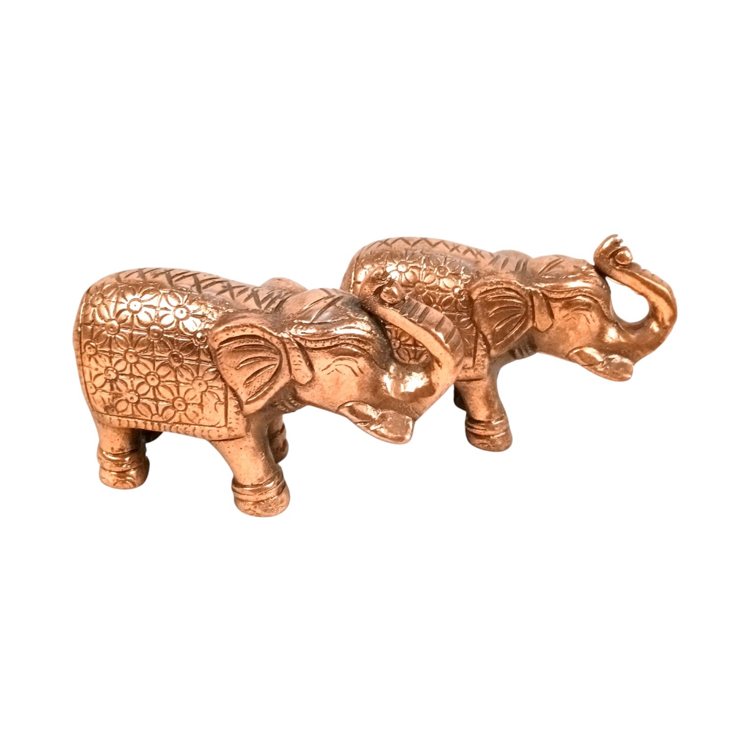 Elephant Statue Showpiece | Handcrafted Elephant Figurine for Home, Office & Temple Decor | Symbol of Luck, Strength & Prosperity - 5 Inch (Set Of 2) - Apkamart