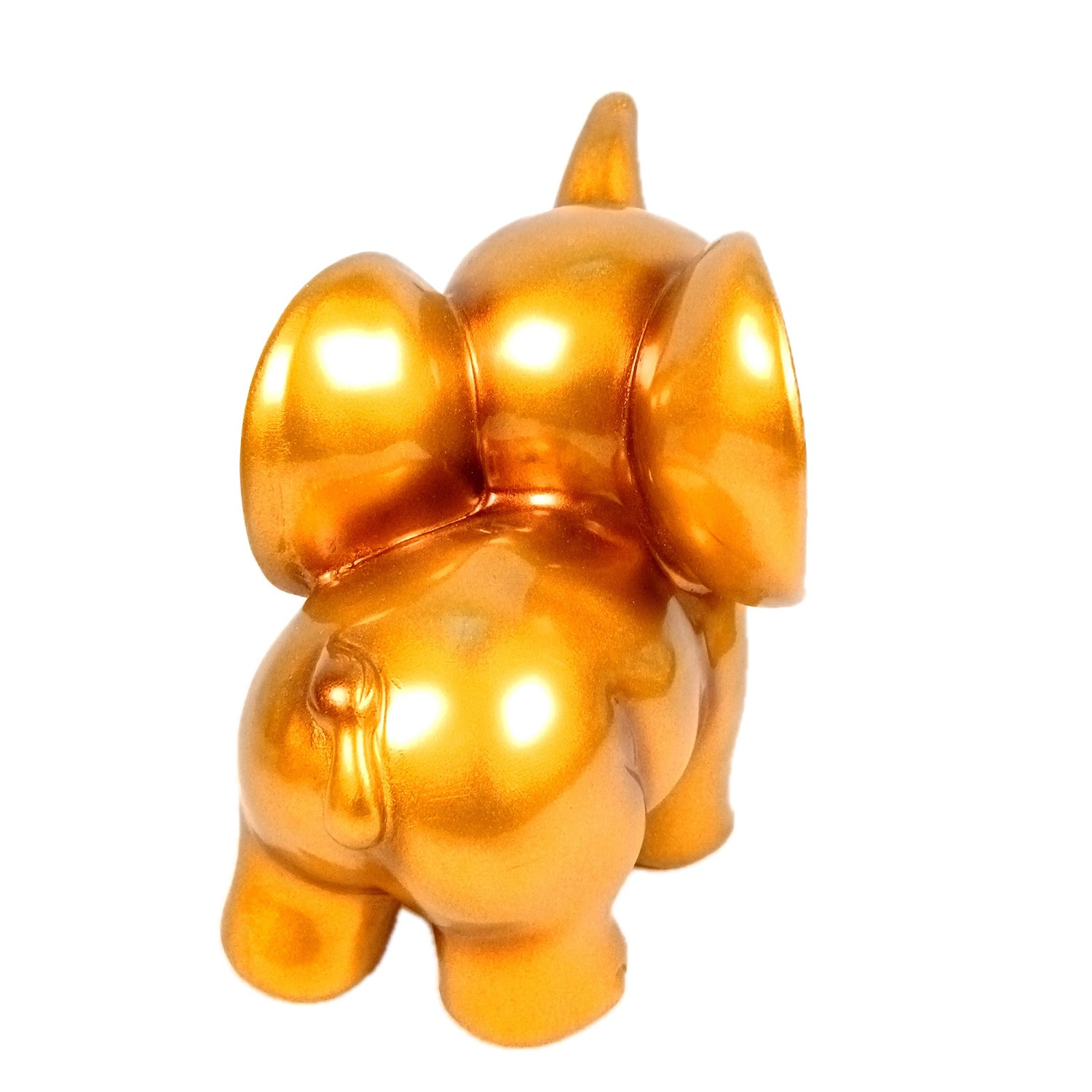 Elephant Statue Showpiece Set | Cute Elephant Figurines - Trunk Up for Vastu & Good Luck - for Home Décor, Living Room, Office Desk & Gifts - 12 Inch (Resin, Golden) - Apkamart #Style_Design 2