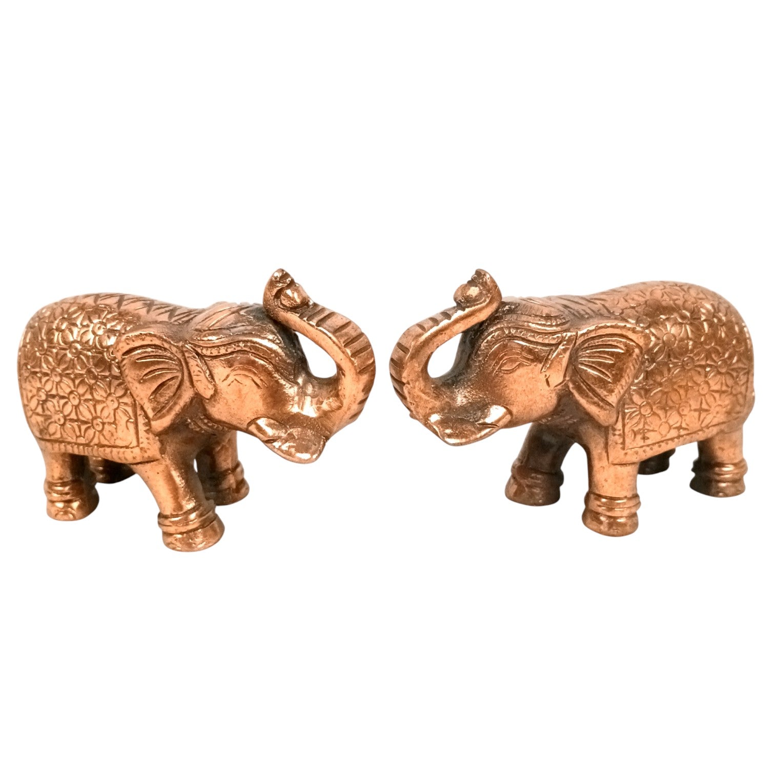 Elephant Statue Showpiece | Handcrafted Elephant Figurine for Home, Office & Temple Decor | Symbol of Luck, Strength & Prosperity - 5 Inch (Set Of 2) - Apkamart