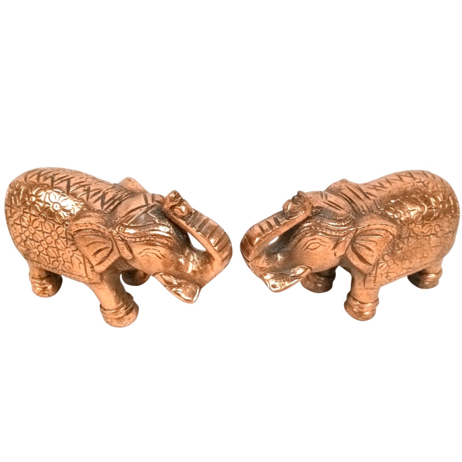 Elephant Statue Showpiece | Handcrafted Elephant Figurine for Home, Office & Temple Decor | Symbol of Luck, Strength & Prosperity - 5 Inch (Set Of 2) - Apkamart