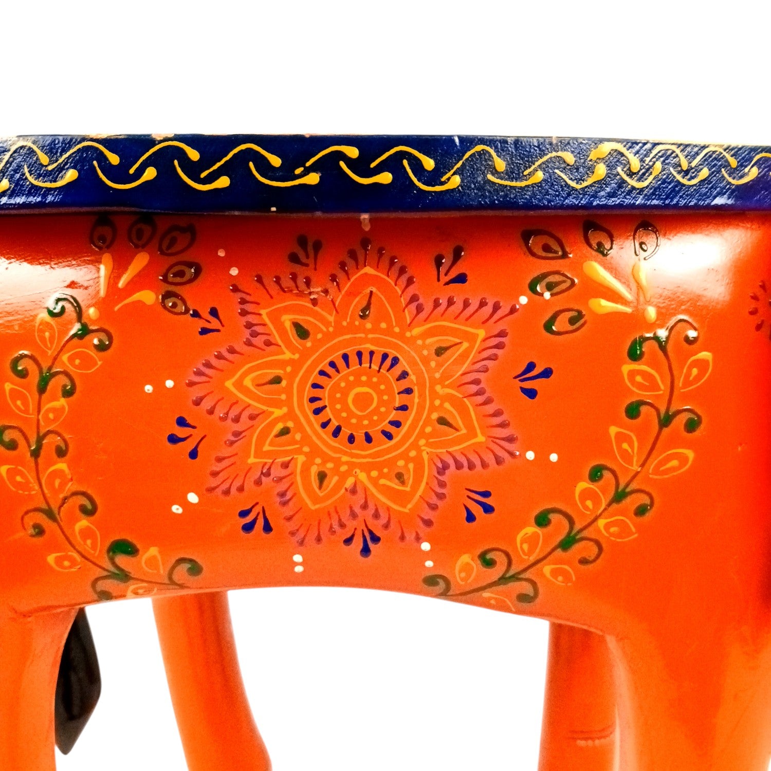 Handcrafted Wooden Elephant Mouth Stool | Decorative Stool for Home, Living Room, Bedroom | Best in Gifting | Ethnic Stool for Home Decor |Multipurpose Furniture - 15 Inch - Apkamart