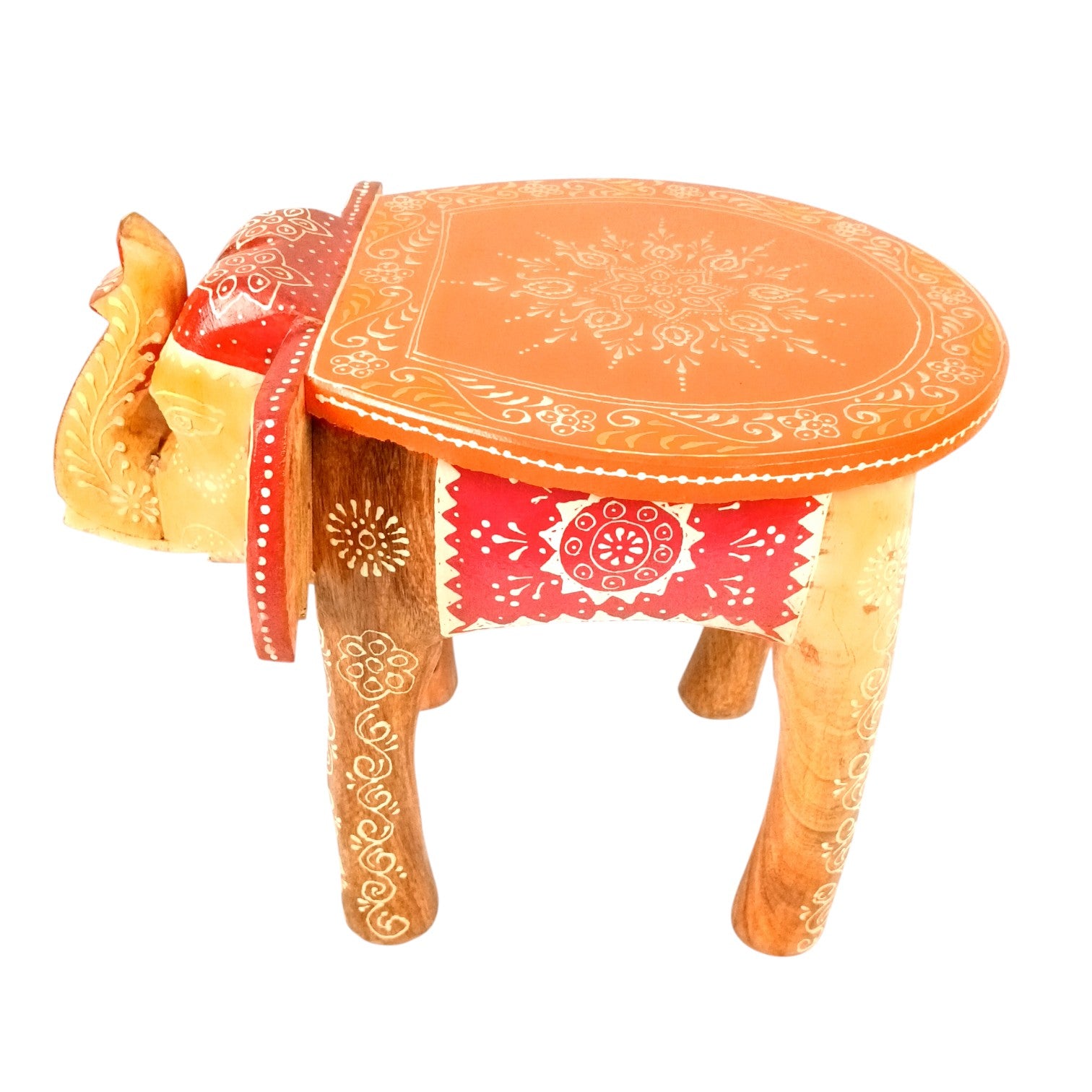 Elephant Stool | Wooden Decorative Stool for Home Decor | Traditional Handcrafted Side Table, Plant Stand & Showpiece for Living Room, Bedroom & Office - 12 Inch - Apkamart