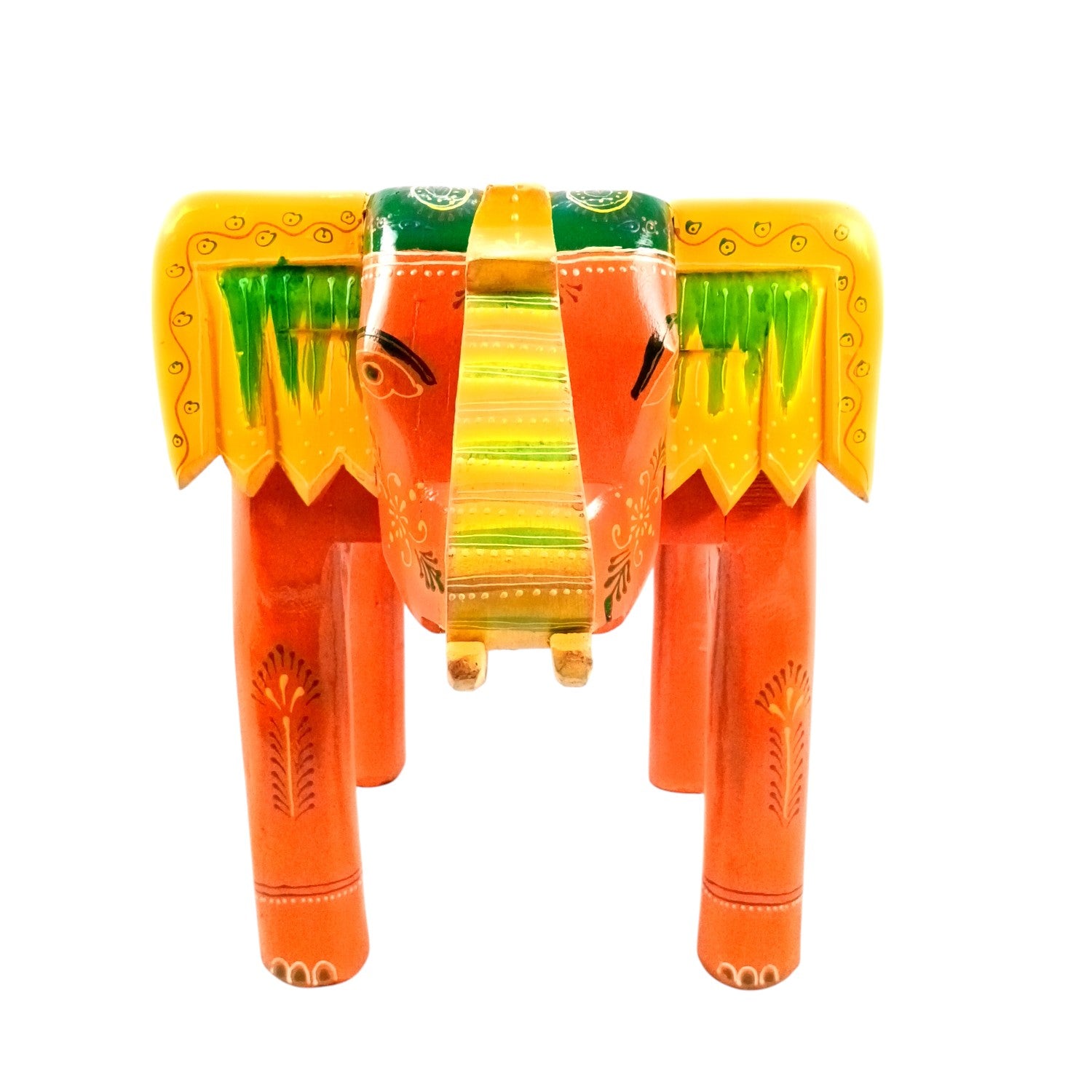 Handcrafted Wooden Elephant Mouth Stool | Decorative Stool for Home, Living Room, Bedroom | Best in Gifting | Ethnic Stool for Home Decor |Multipurpose Furniture - 15 Inch - Apkamart