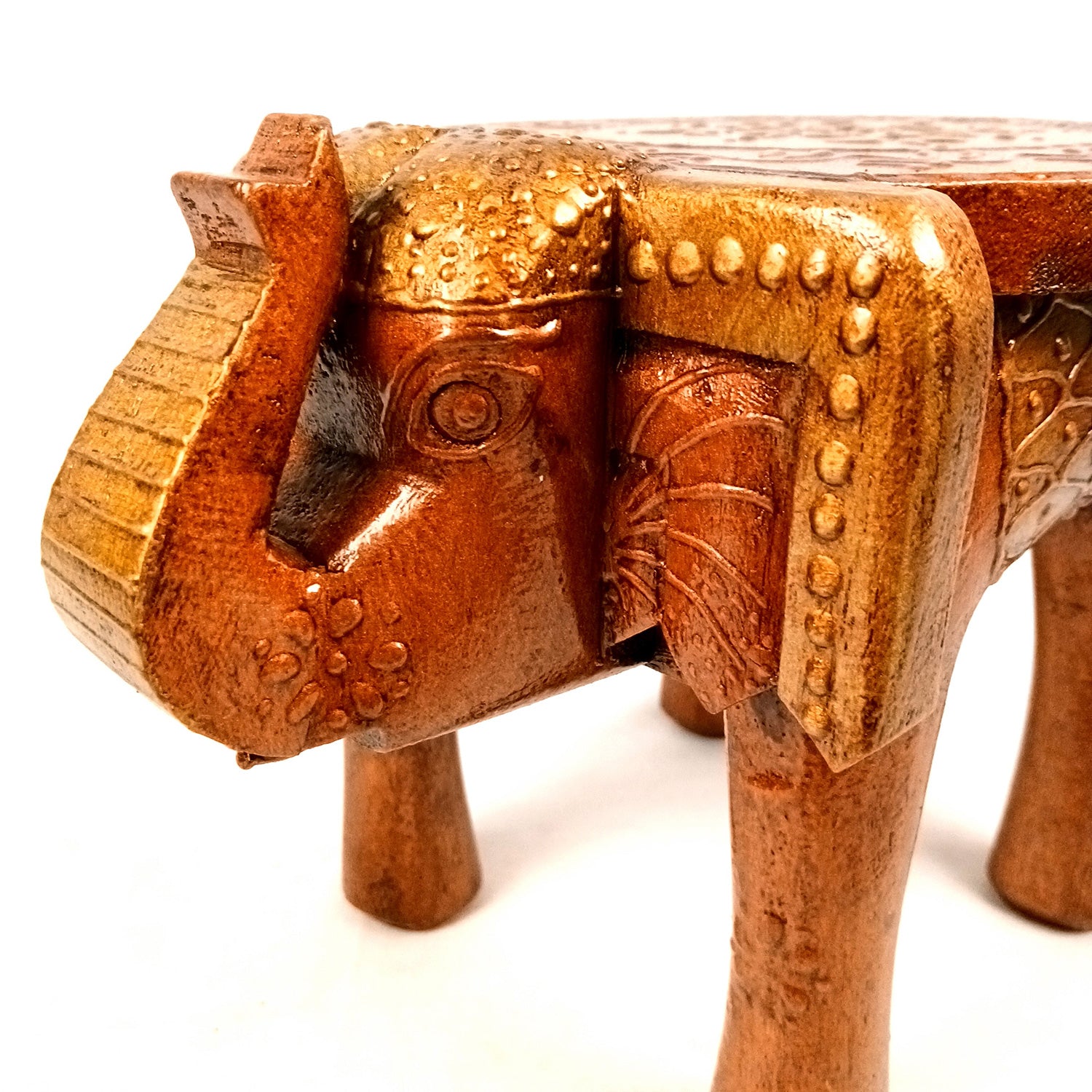 Elephant Stool 8 Inch | Copper Showpiece for Table Decor and Gifts - Apkamart