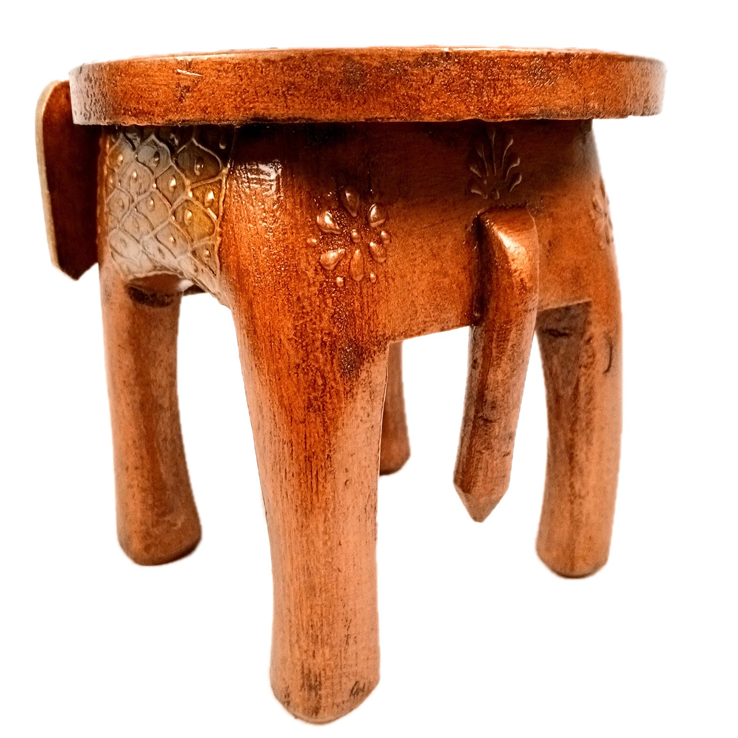 Elephant Stool 8 Inch | Copper Showpiece for Table Decor and Gifts - Apkamart