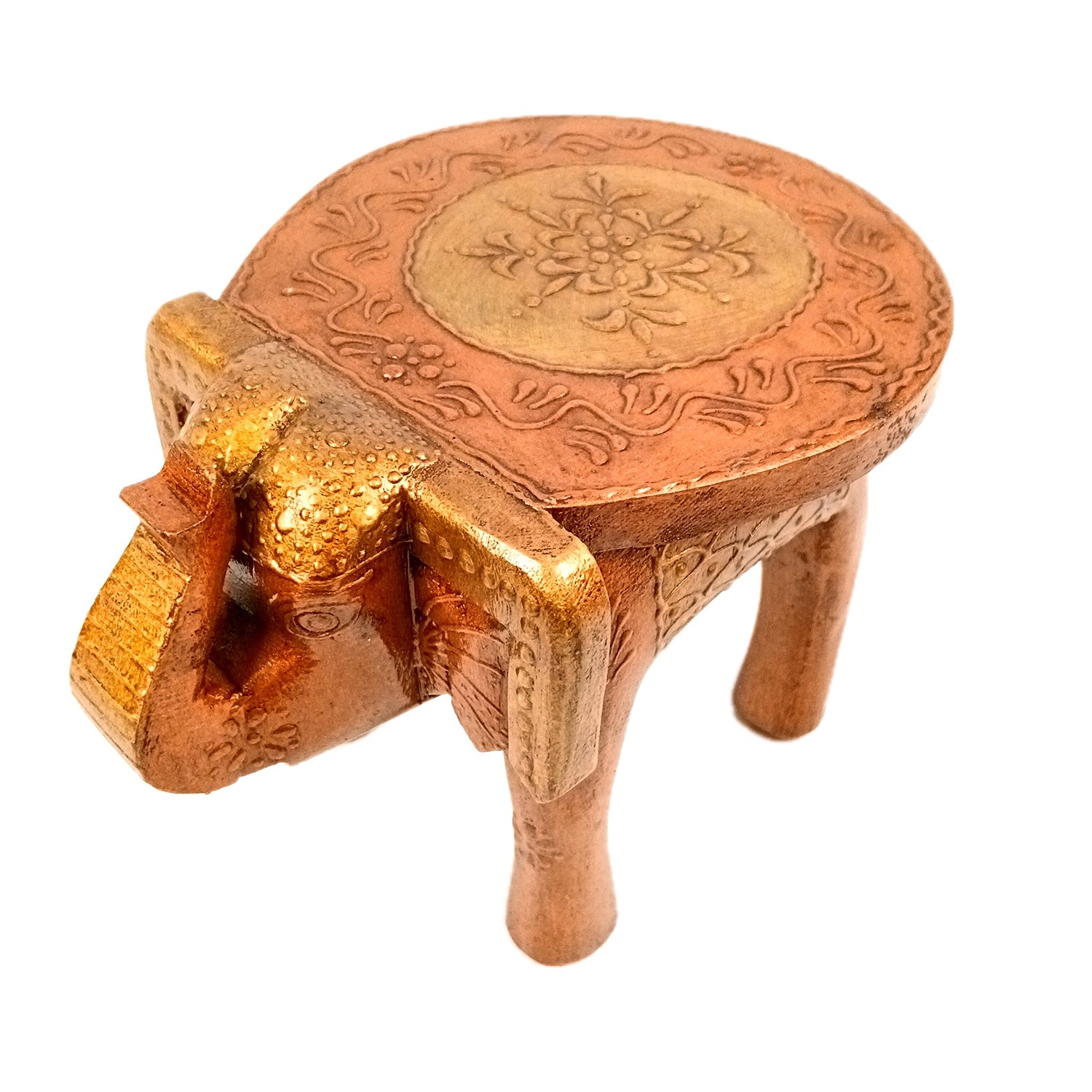 Elephant Stool 8 Inch | Copper Showpiece for Table Decor and Gifts - Apkamart