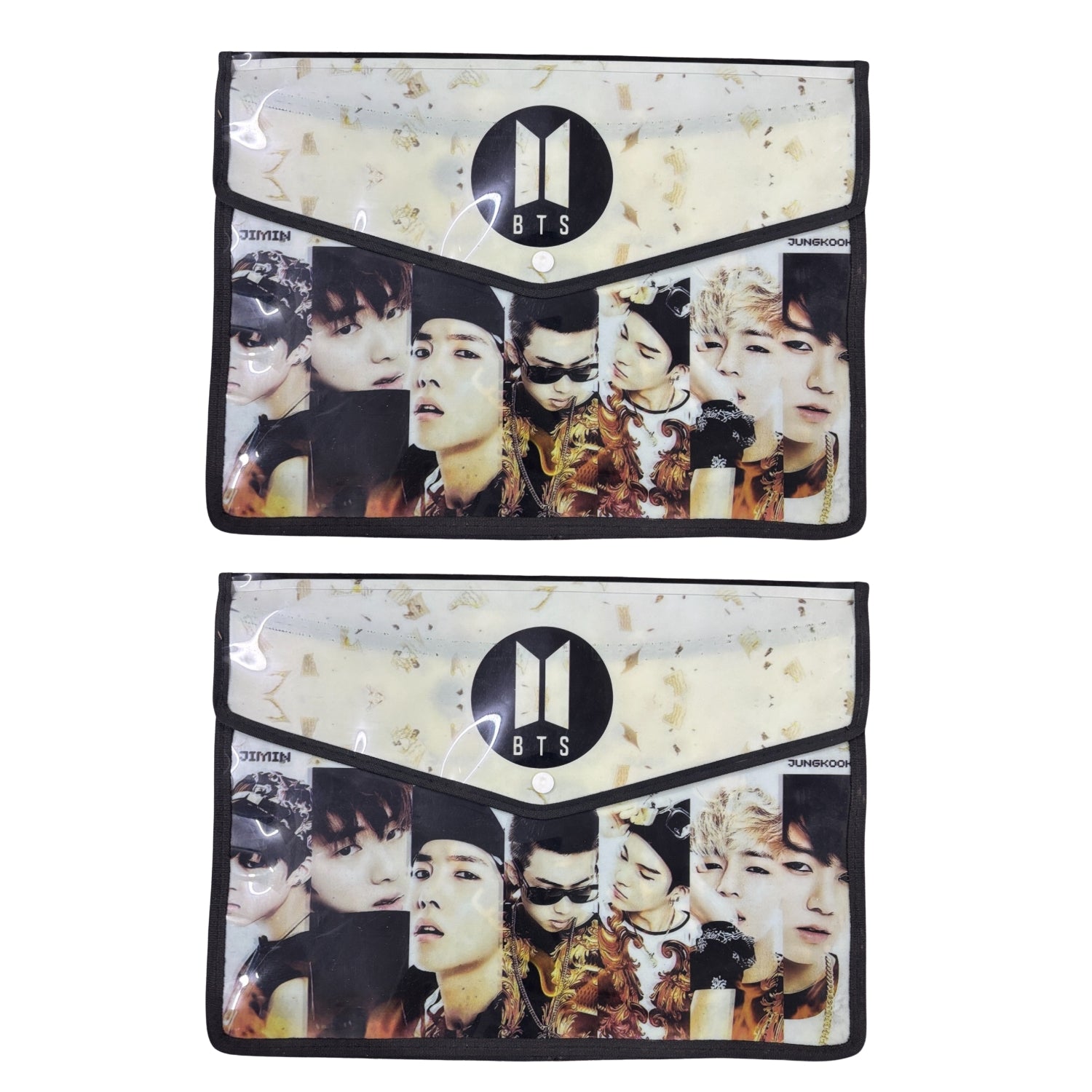 BTS Design File Storage Folder | Durable File Folder Organizer for Documents | Files for Students & Office Use | Lightweight Document File with Button Closure - Apkamart #Style_Pack Of 2