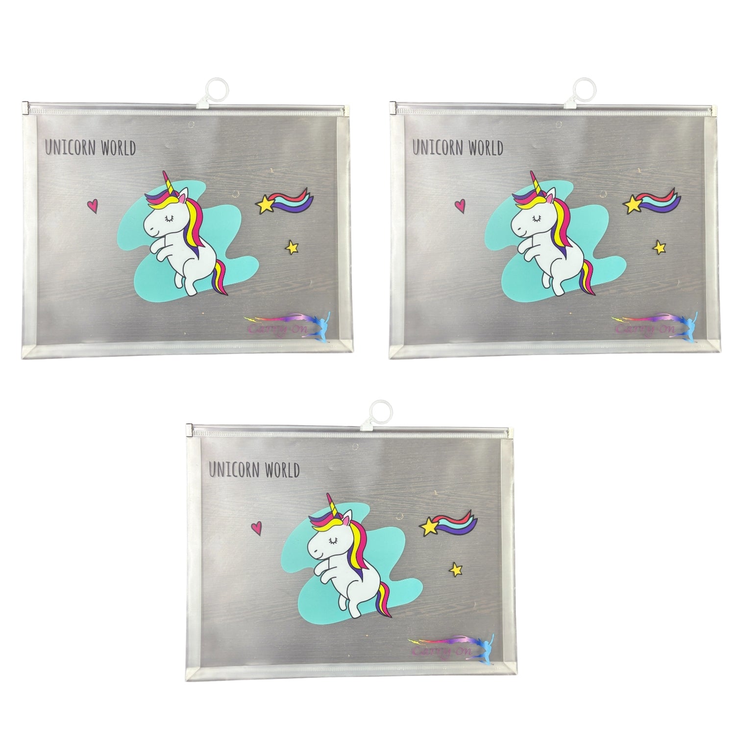 Unicorn Design File Storage Folder | Durable File Folder Organizer for Documents | Files for Students & Office Use | Folder with Zip Closure - Apkamart #Style_Pack Of 3