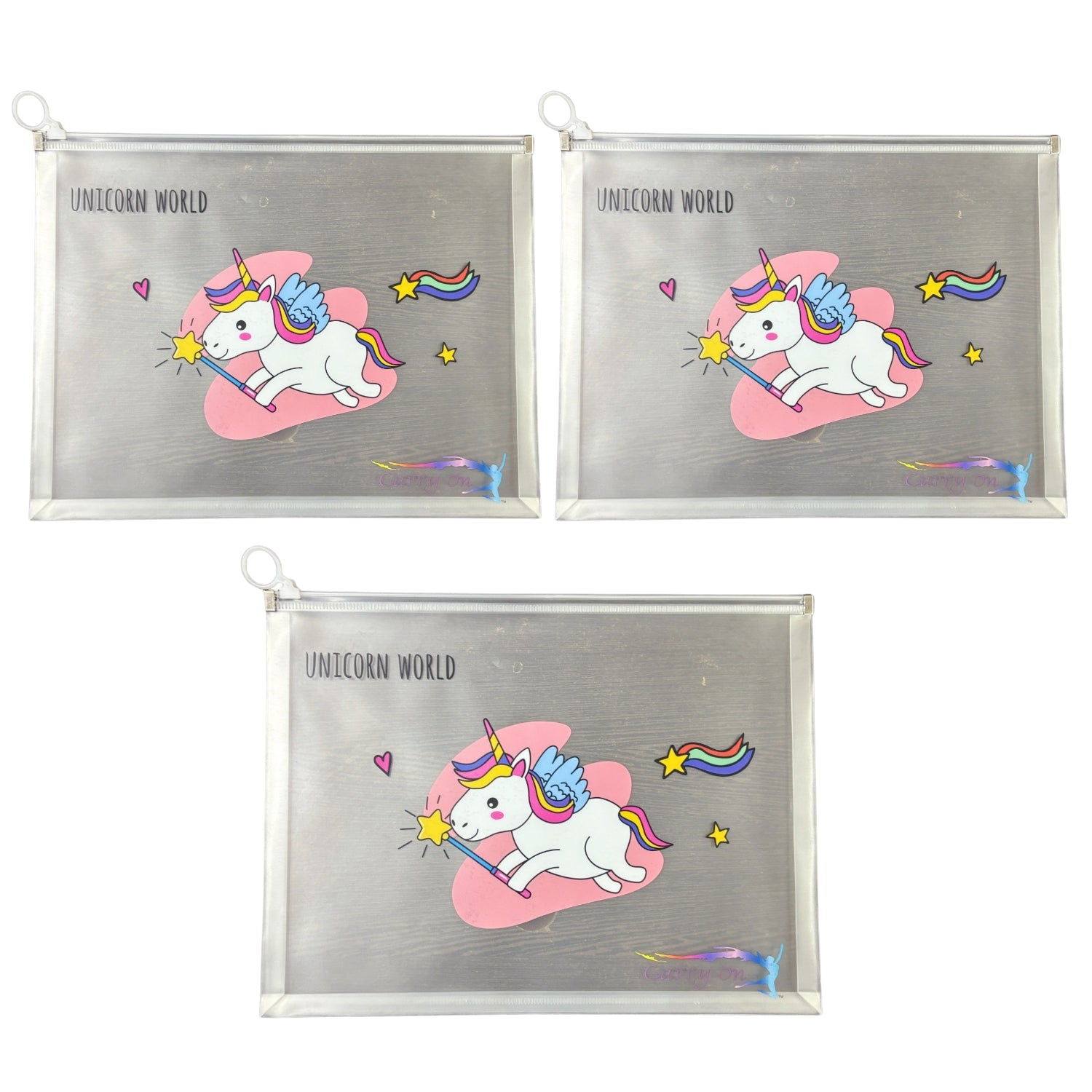 Unicorn Design File Storage Folder | Durable File Folder Organizer for Documents | Files for Students & Office Use | Document File Folder with Zip Closure - Apkamart #Style_Pack Of 3