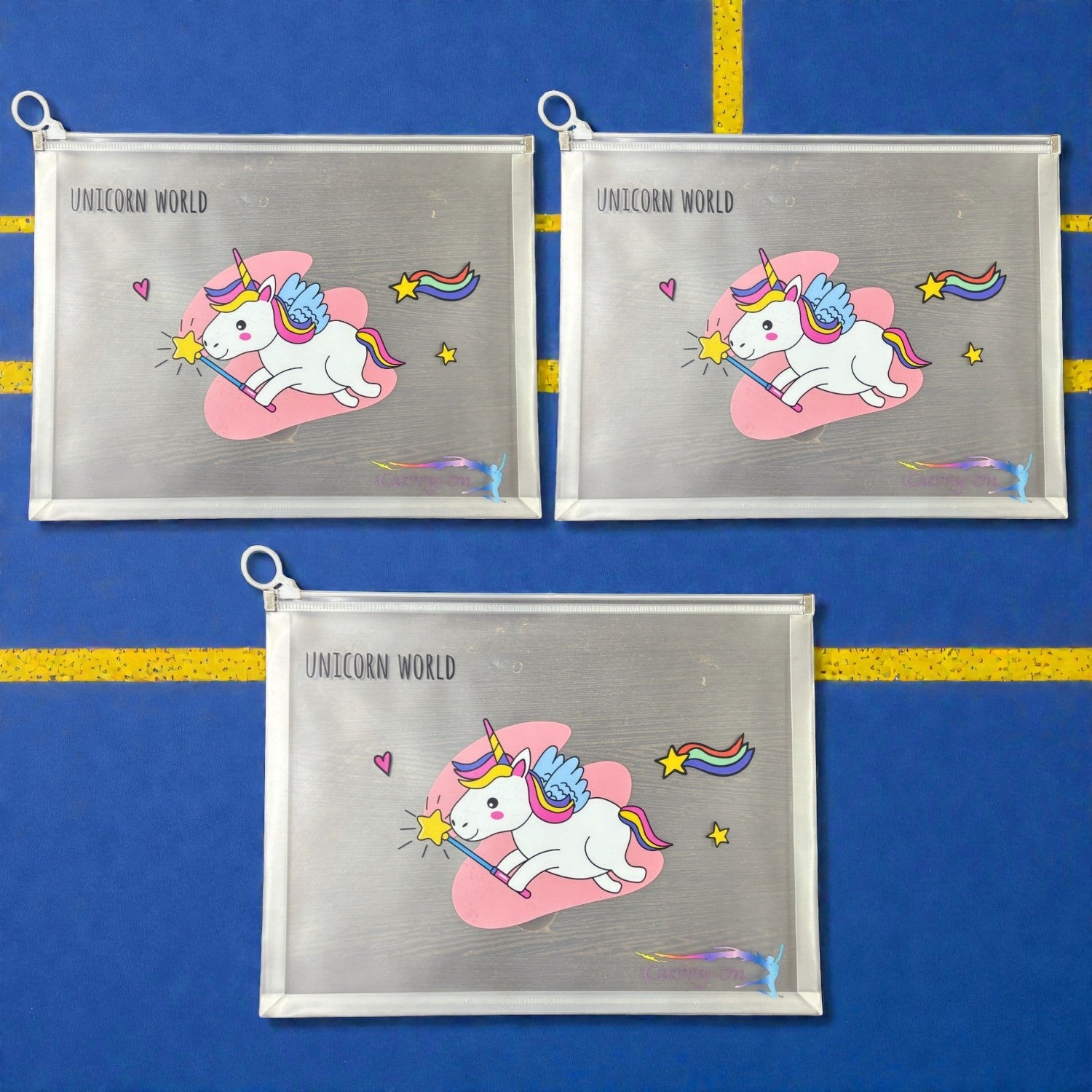 Unicorn Design File Storage Folder | Durable File Folder Organizer for Documents | Files for Students & Office Use | Document File Folder with Zip Closure - Apkamart #Style_Pack Of 3