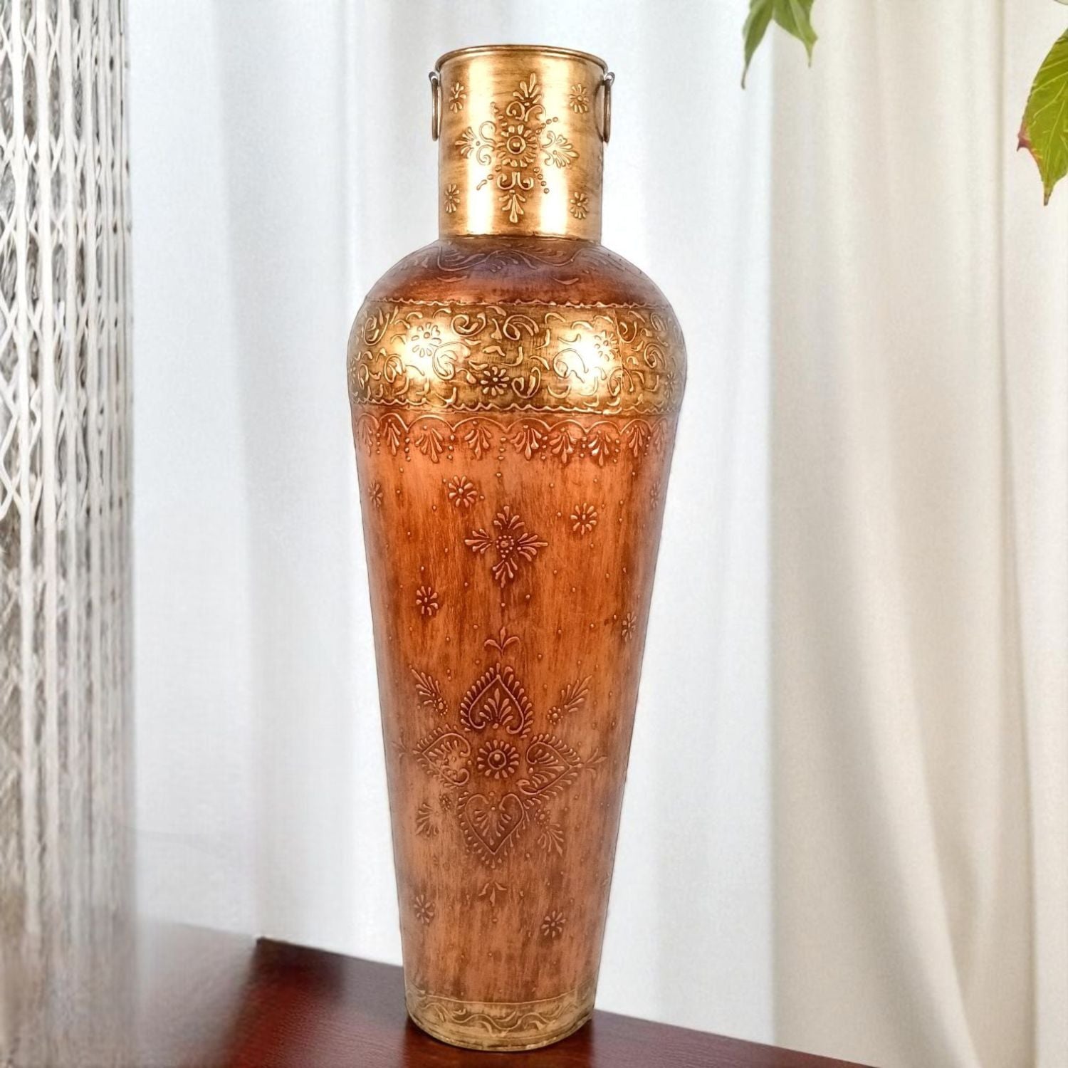 Handcrafted Metal Vase For Living Room Dining Table - 30 Inch - Apkamart