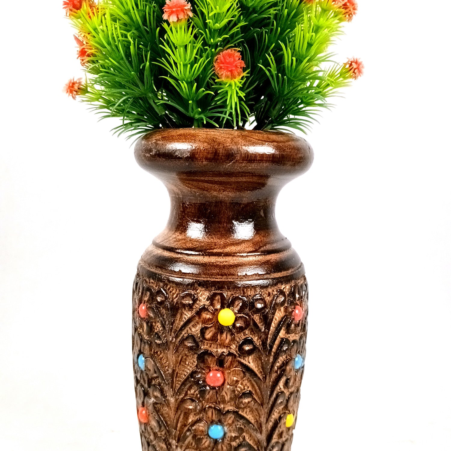 Flower Vase Wooden | Pots for Flowers - For Tabletop, Living Room, Home & Office Decoration | Centerpiece for Table Decoration |Vases for Gifts - 12 Inch - Apkamart