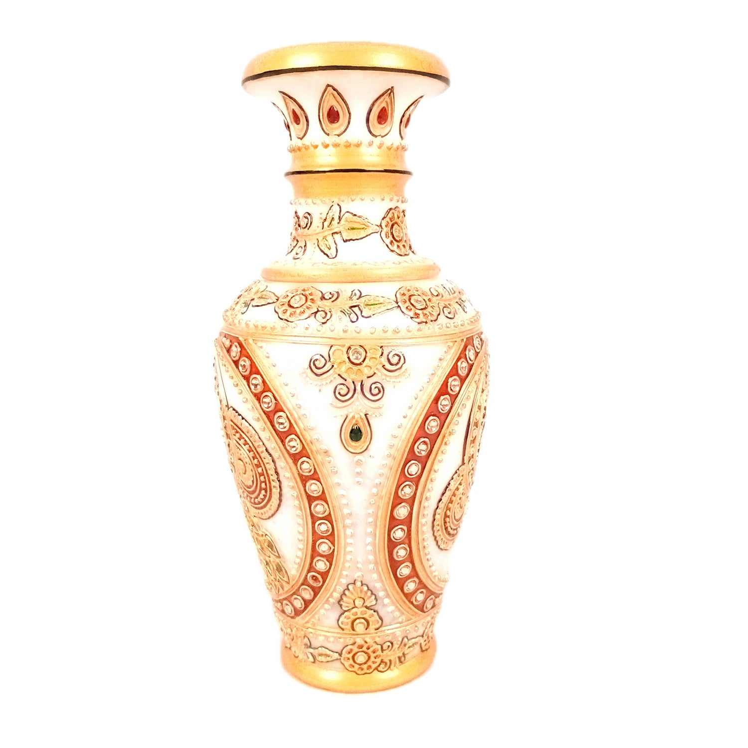Flower Vase Marble - Peacock Design for Table Decoration | Handcrafted Flower Pot - for Home, Shelf, Living Room, Entrance Decor & Wedding / Housewarming Gifts - 10 inch - Apkamart #Style_Design 1