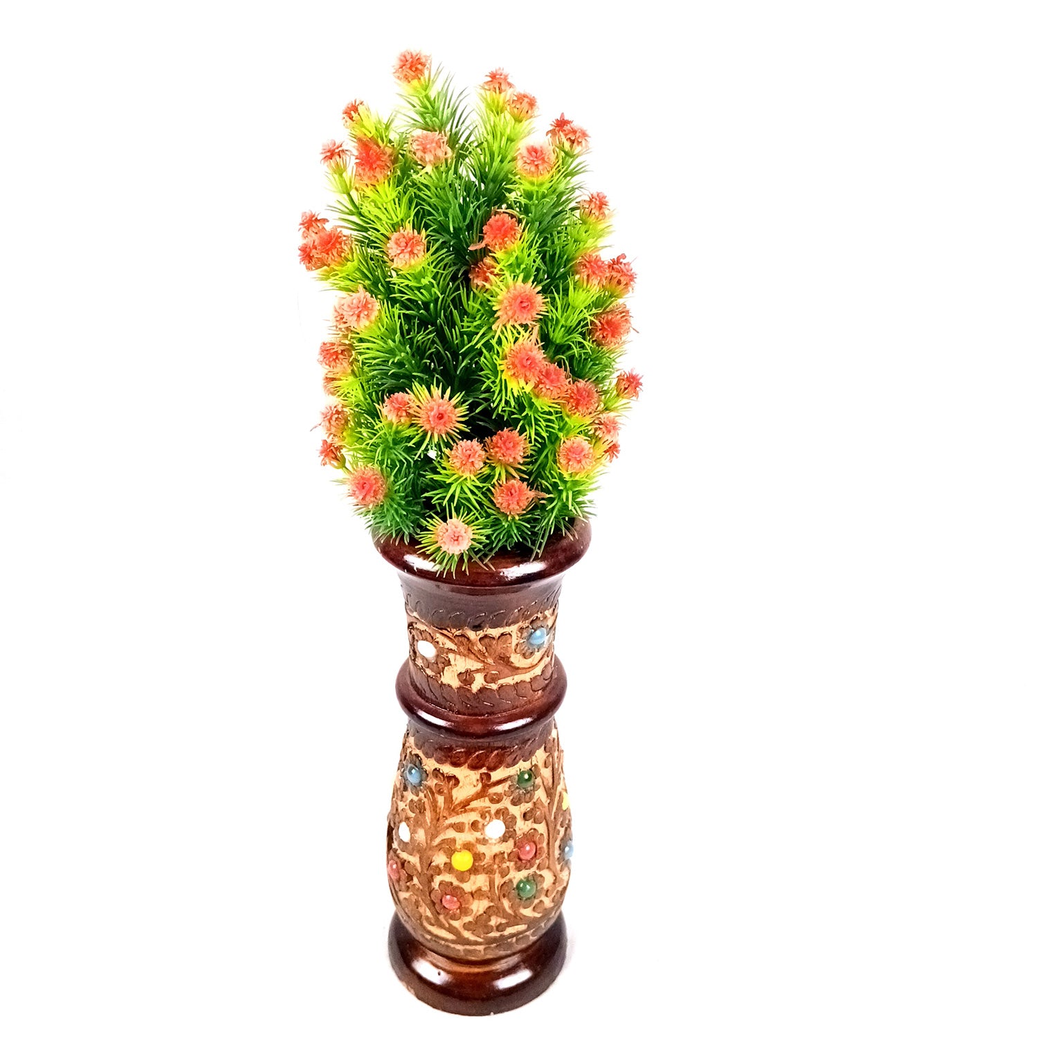 Flower Vase Wooden | Pots for Flowers - For Tabletop, Living Room, Home & Office | Centerpiece for Table Decoration |Vases for Gifts - 10 Inch - Apkamart