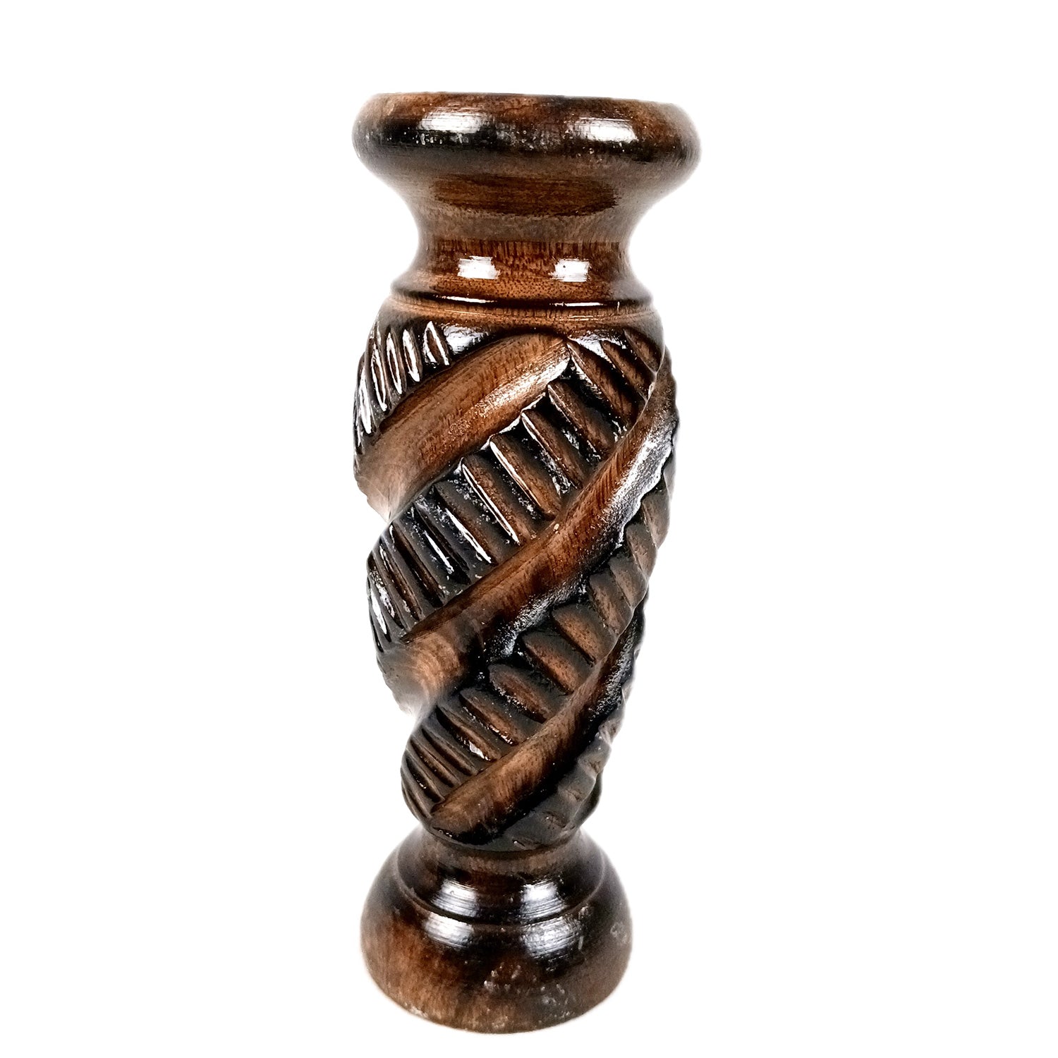 Flower Pot | Wooden Vase - for Home Decoration, Living Room, Table, Shelf, Office & Interior Decor | House Warming & Festival Gift - 8 Inch (Pack Of 2) - Apkamart