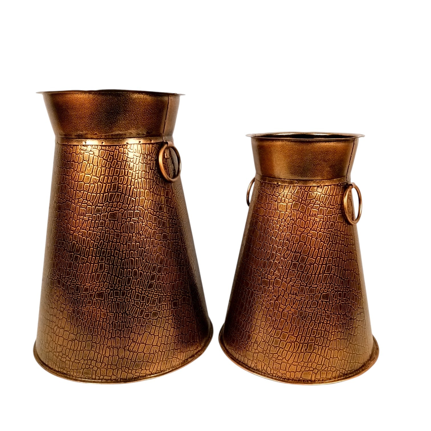 Handcrafted Decorative Pots for Living Room, Table, Office & Home Decor | Stylish Metal Flower Vases for Gifting - 14 Inch (Set Of 2) - Apkamart