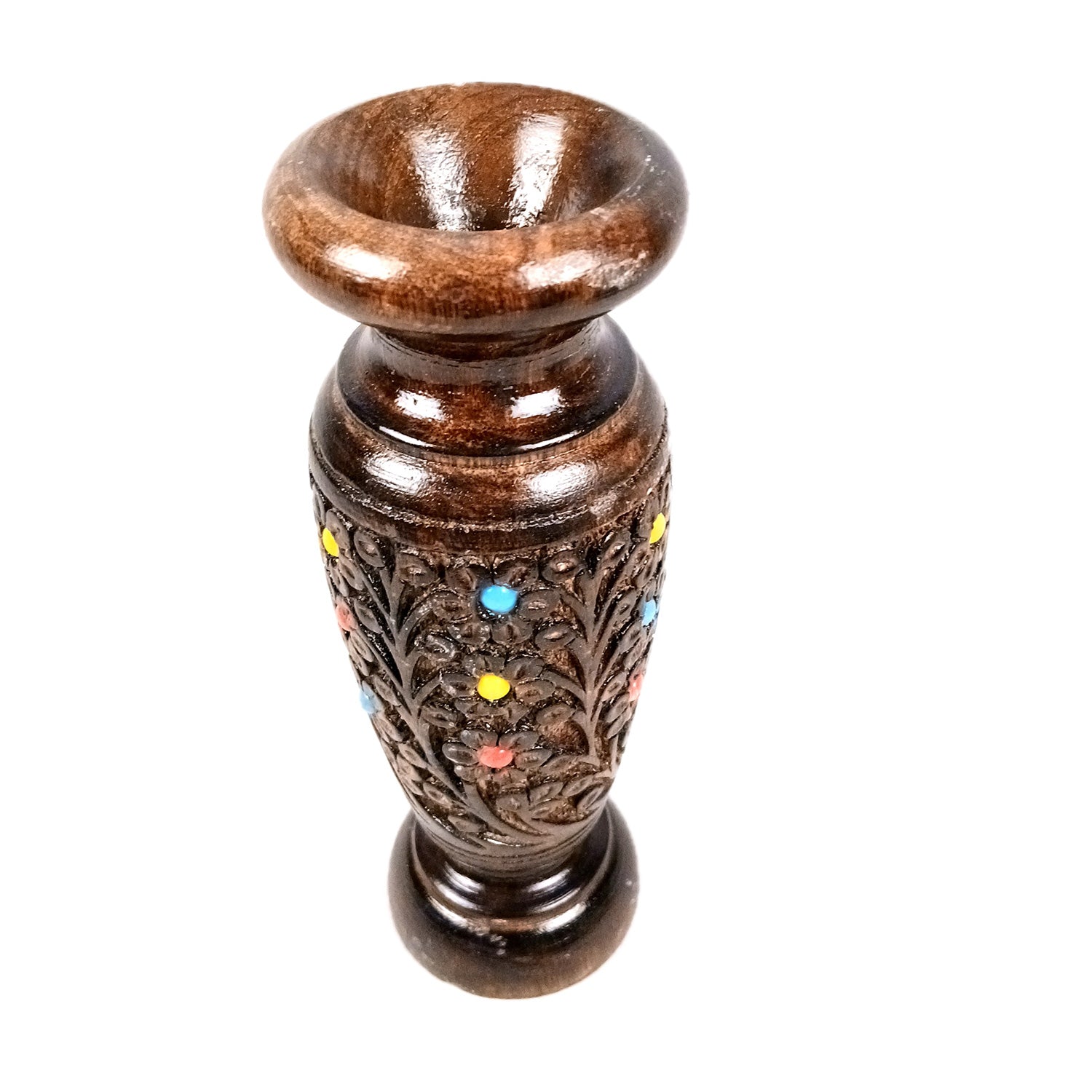 Flower Vase Wooden | Pots for Flowers - For Tabletop, Living Room, Home & Office Decoration | Centerpiece for Table Decoration |Vases for Gifts - 10 Inch - Apkamart