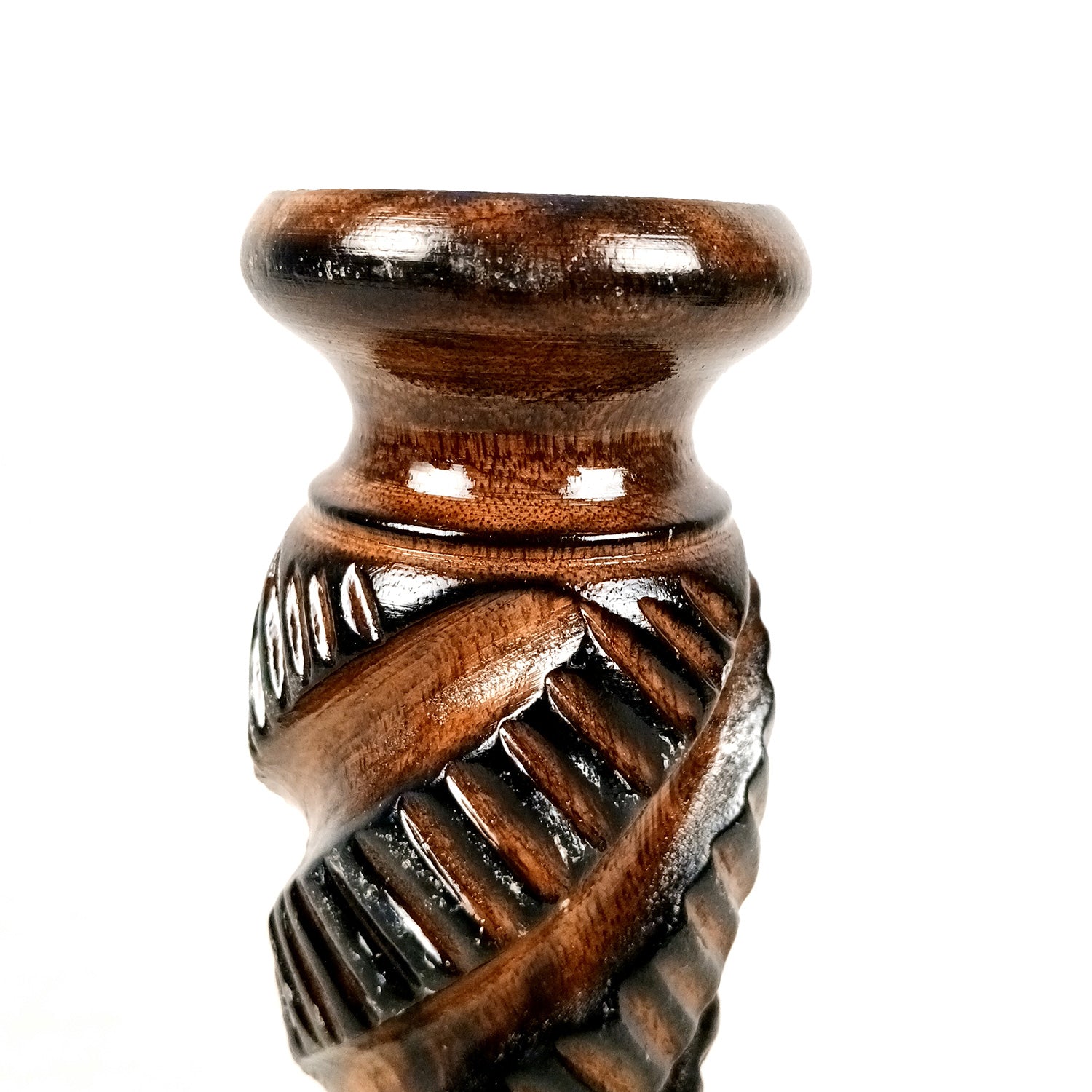 Flower Pot | Wooden Vase - for Home Decoration, Living Room, Table, Shelf, Office & Interior Decor | House Warming & Festival Gift - 8 Inch (Pack Of 2) - Apkamart