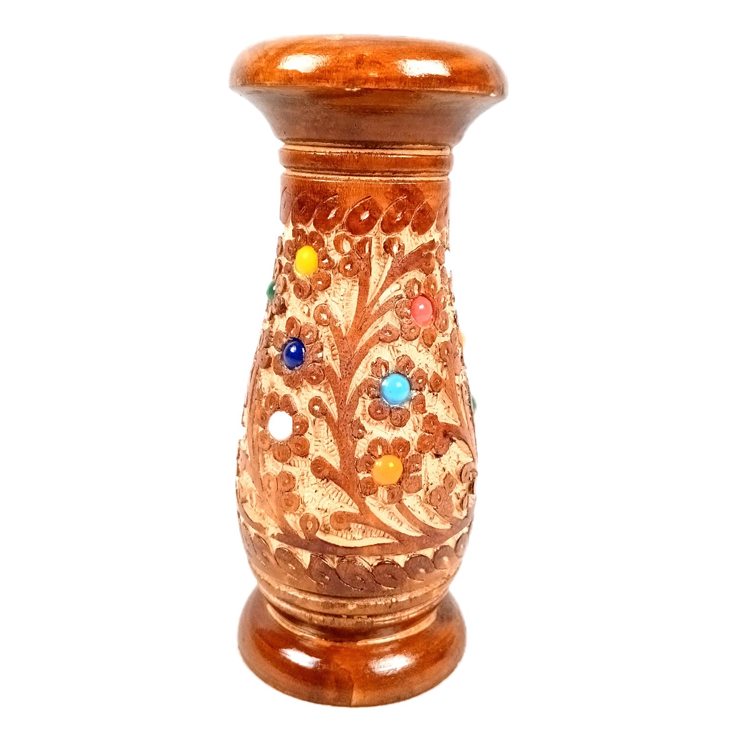Flower Vase Wooden | Pots for Flowers - For Tabletop, Living Room, Home & Office | Centerpiece for Table Decoration |Vases for Gifts - 12 Inch (Set Of 3) - Apkamart