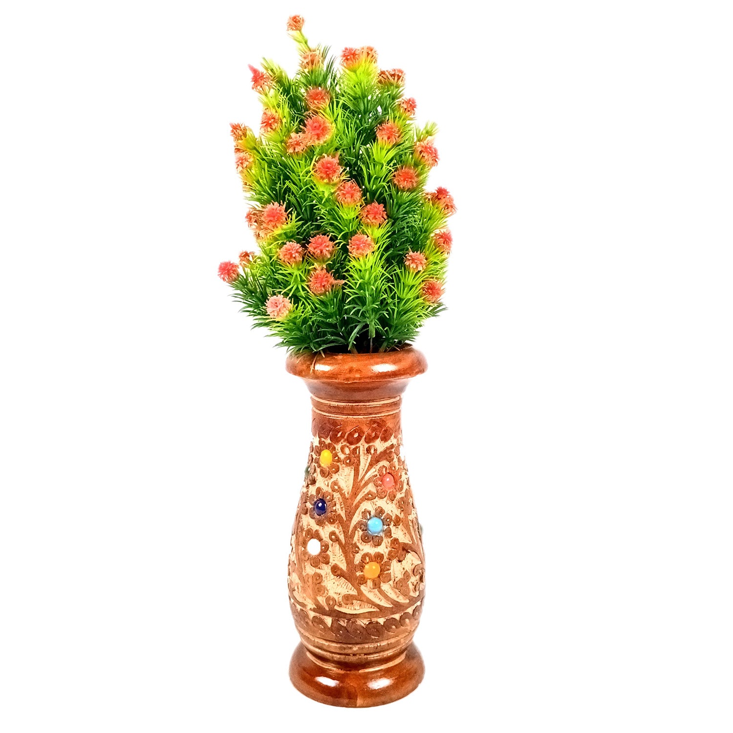 Flower Vase Wooden | Pots for Flowers - For Tabletop, Living Room, Home & Office | Centerpiece for Table Decoration |Vases for Gifts - 12 Inch (Set Of 3) - Apkamart