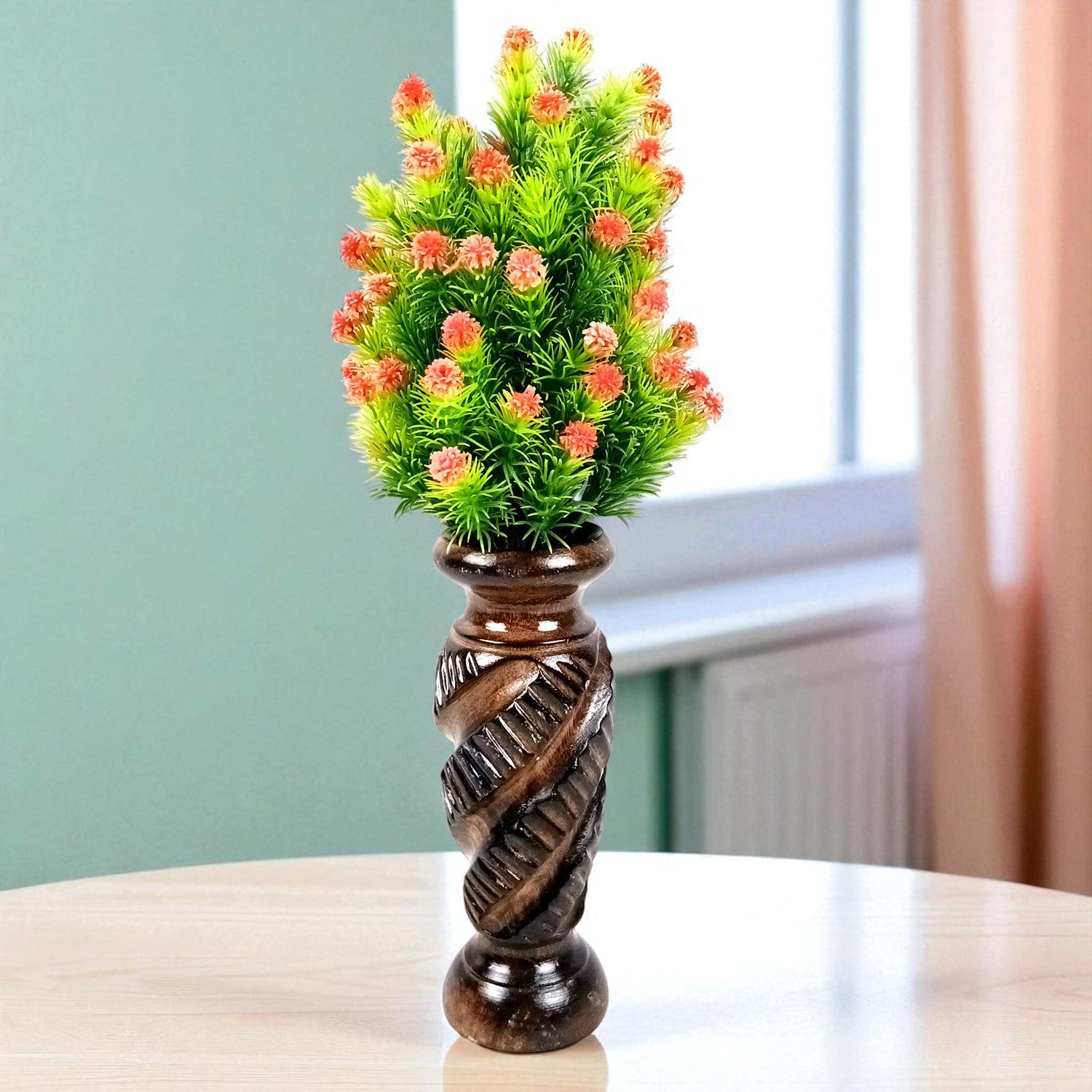 Flower Pot | Wooden Vase - for Home Decoration, Living Room, Table, Shelf, Office & Interior Decor | House Warming & Festival Gift - 8 Inch (Pack Of 2) - Apkamart
