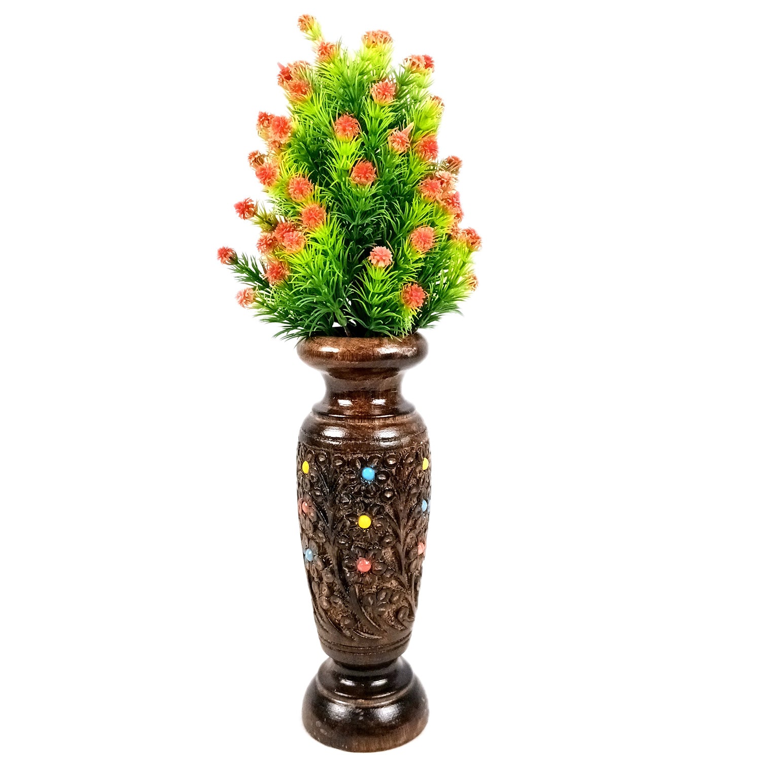 Flower Vase Wooden | Pots for Flowers - For Tabletop, Living Room, Home & Office Decoration | Centerpiece for Table Decoration |Vases for Gifts - 10 Inch - Apkamart
