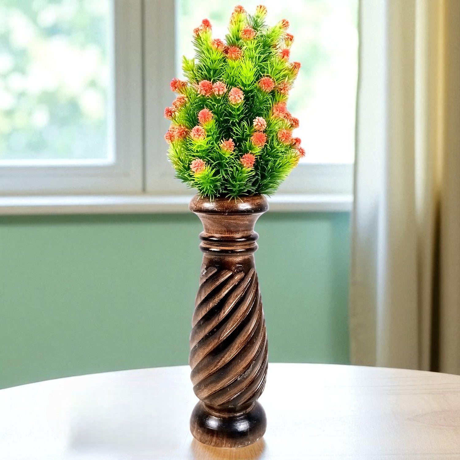 Flower Pot | Wooden Vase - for Home Decoration, Living Room, Table, Shelf, Office & Interior Decor | House Warming & Festival Gift - 10 Inch (Pack Of 2) - Apkamart