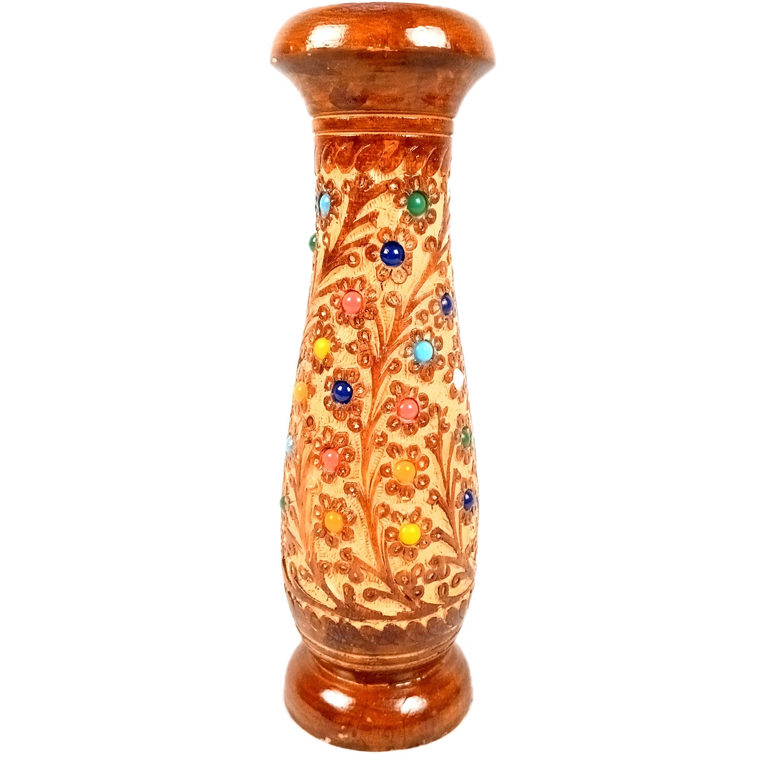 Flower Vase Wooden | Pots for Flowers - For Tabletop, Living Room, Home & Office | Centerpiece for Table Decoration |Vases for Gifts - 12 Inch (Set Of 3) - Apkamart