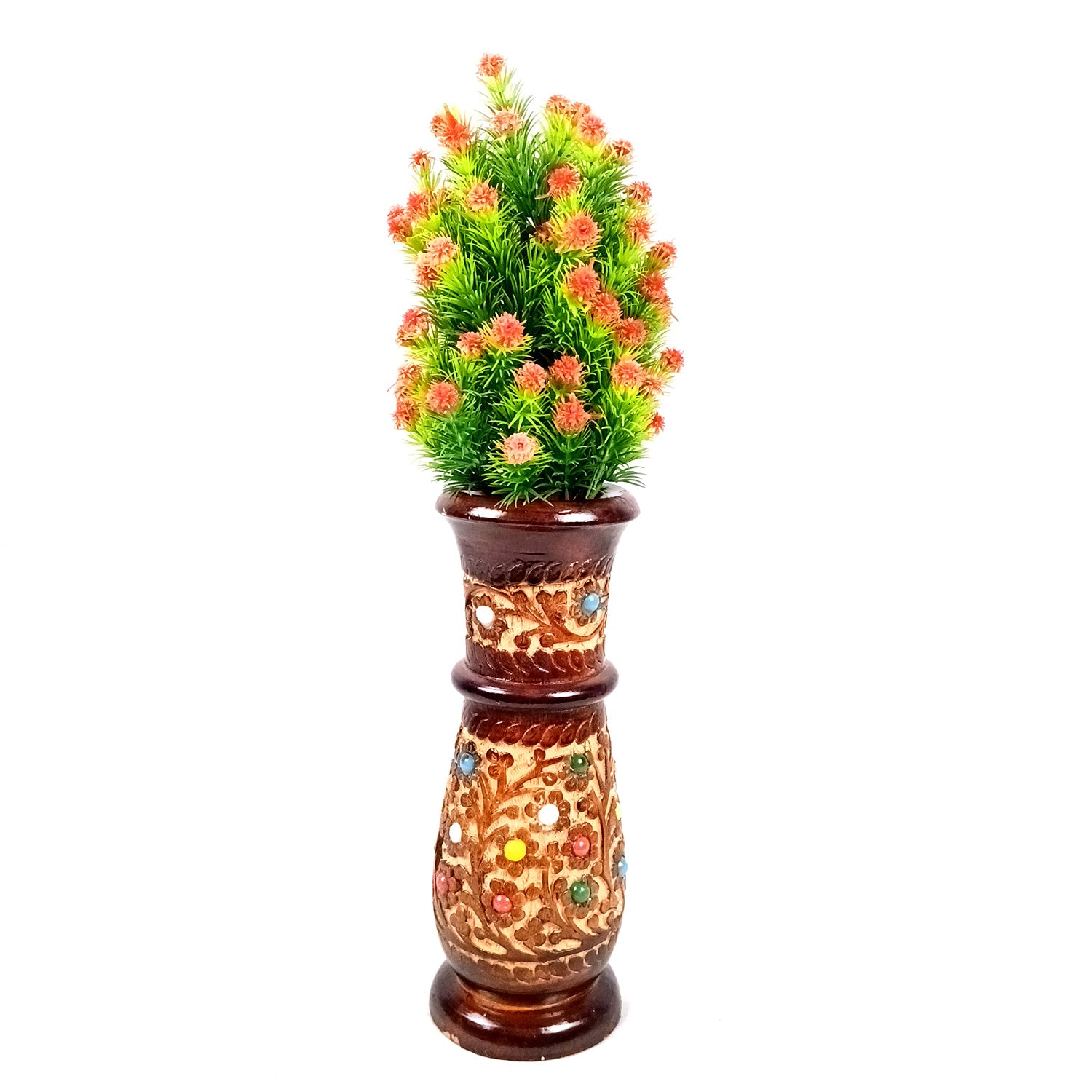 Flower Vase Wooden | Pots for Flowers - For Tabletop, Living Room, Home & Office | Centerpiece for Table Decoration |Vases for Gifts - 10 Inch - Apkamart